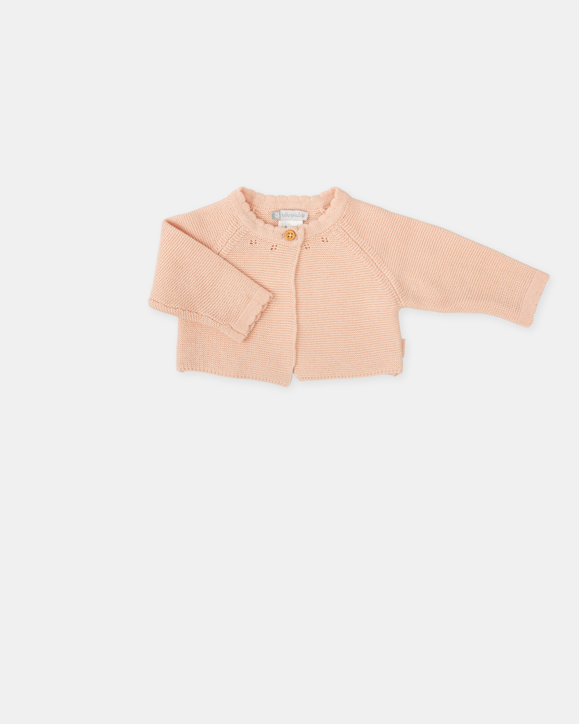 Chaqueta tricot de niña de algodón - Tutto Piccolo - Beige Beige-2