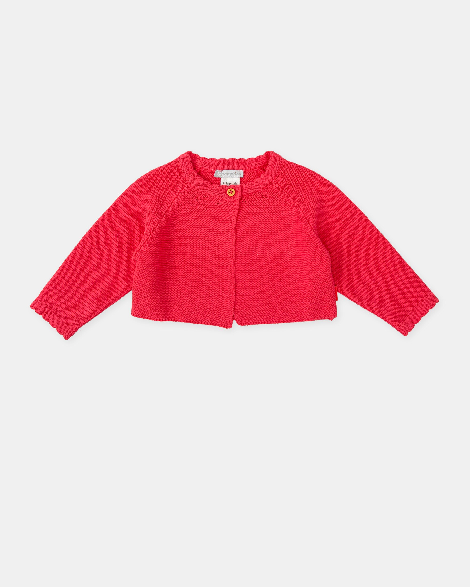 Chaqueta tricot de niña de algodón - Tutto Piccolo - Fucsia Fucsia-1