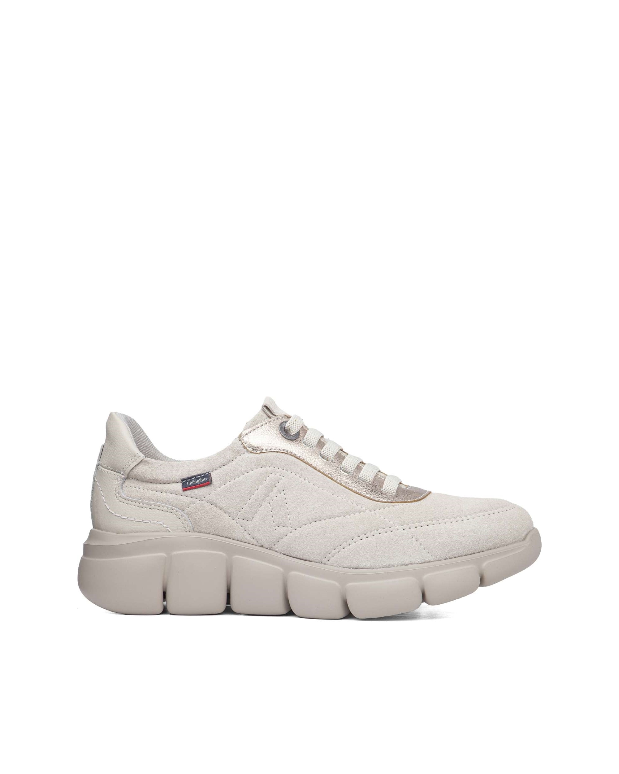 Zapatillas de mujer de serraje con cordones con tecnología Adaptación - Callaghan - Beige Beige-1