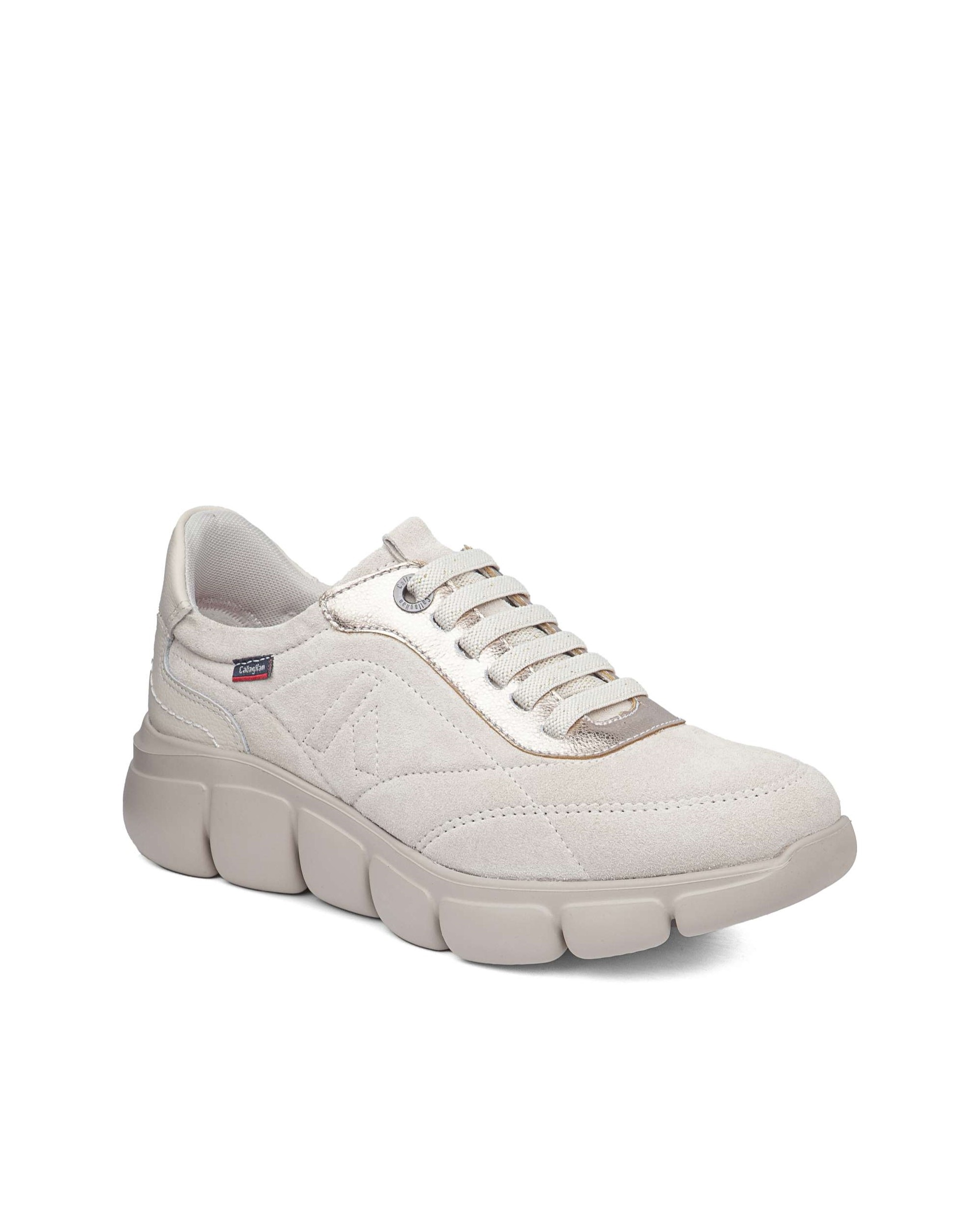 Zapatillas de mujer de serraje con cordones con tecnología Adaptación - Callaghan - Beige Beige-3