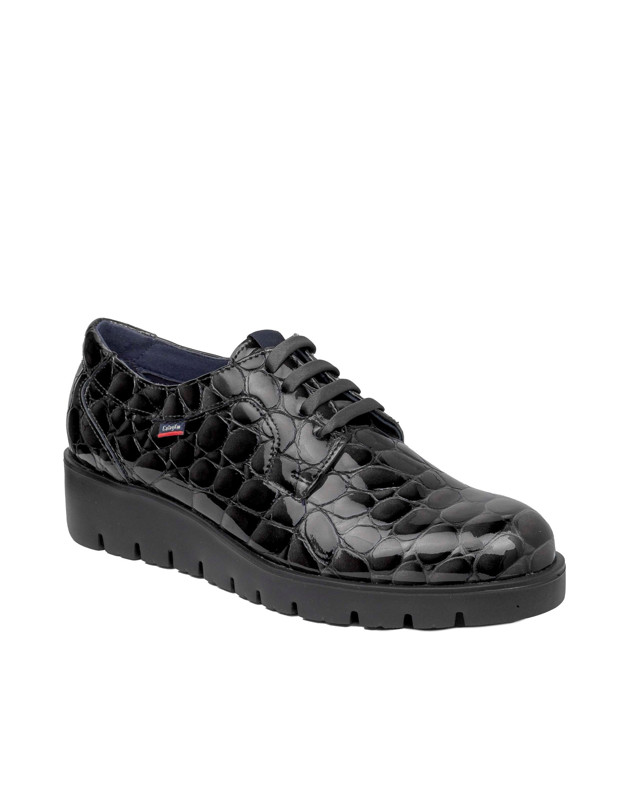 Zapatos de mujer de piel con cordones y con tecnología Adaptación - Callaghan - Negro Negro-3