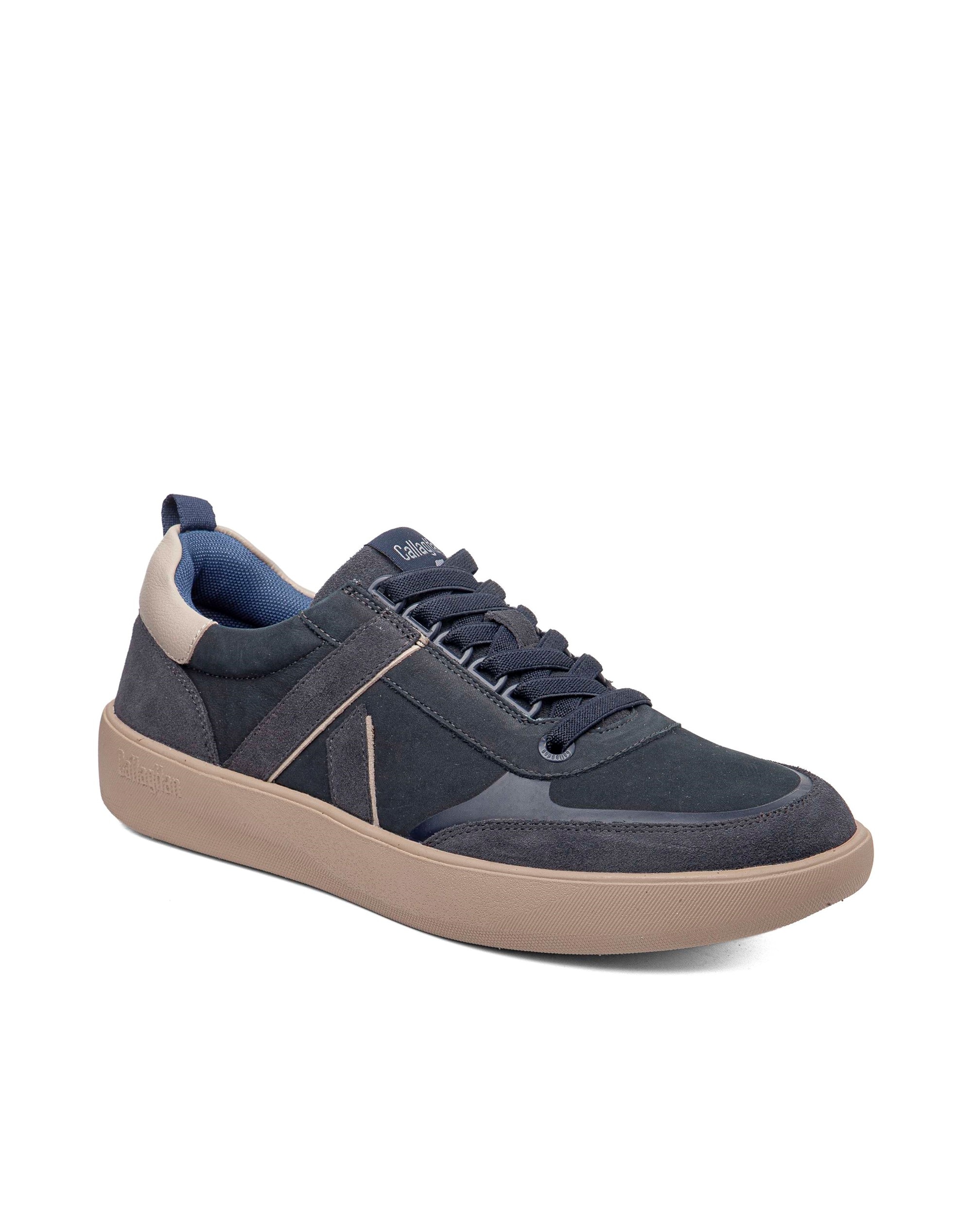 Zapatillas de piel de hombre con cordones con sistema adaptación - Callaghan - Azul Azul-3