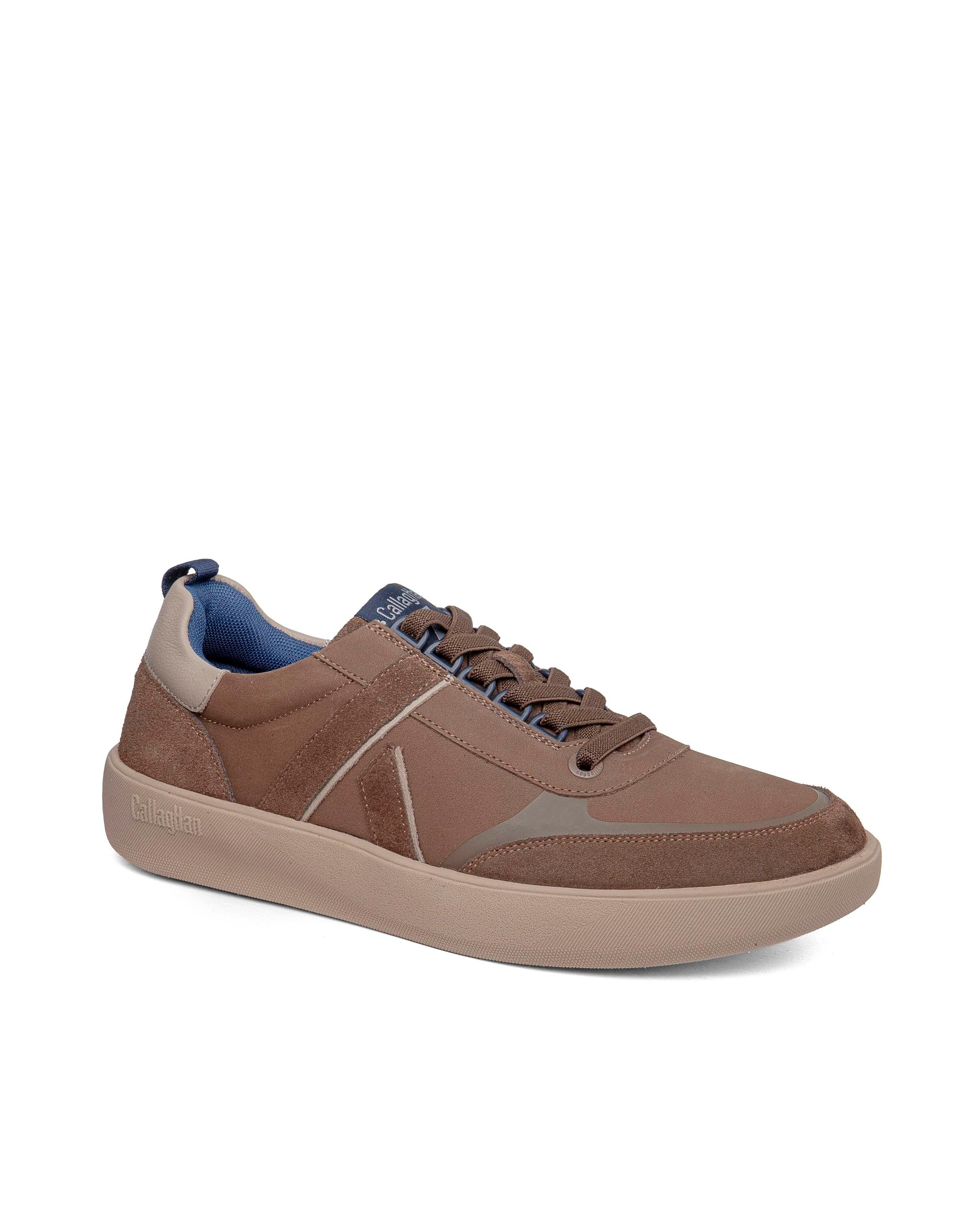Zapatillas de piel de hombre con cordones con sistema adaptación - Callaghan - Marrón Marrón-3