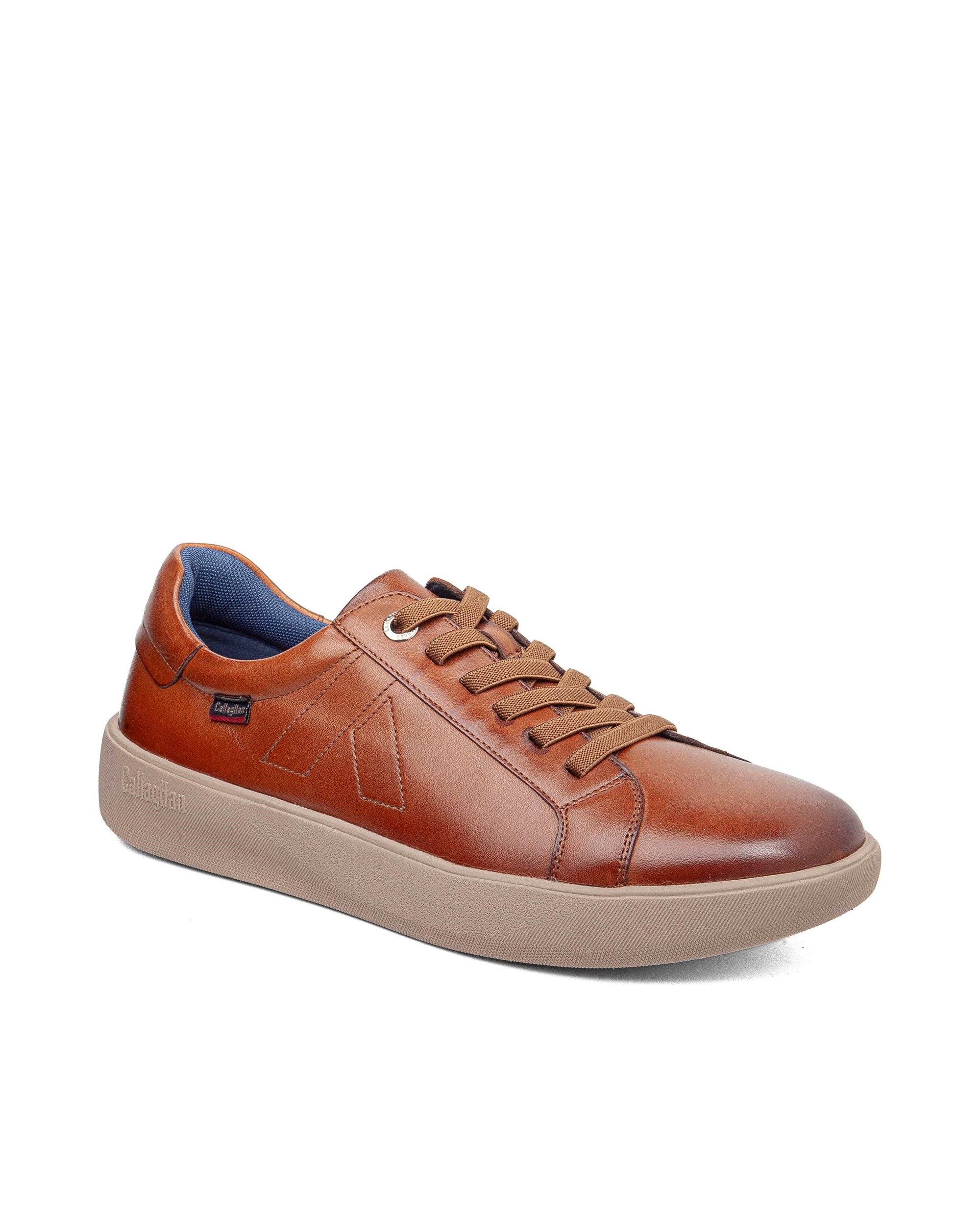 Deportivo de cordones de hombre de piel - Callaghan - Marrón Marrón-3