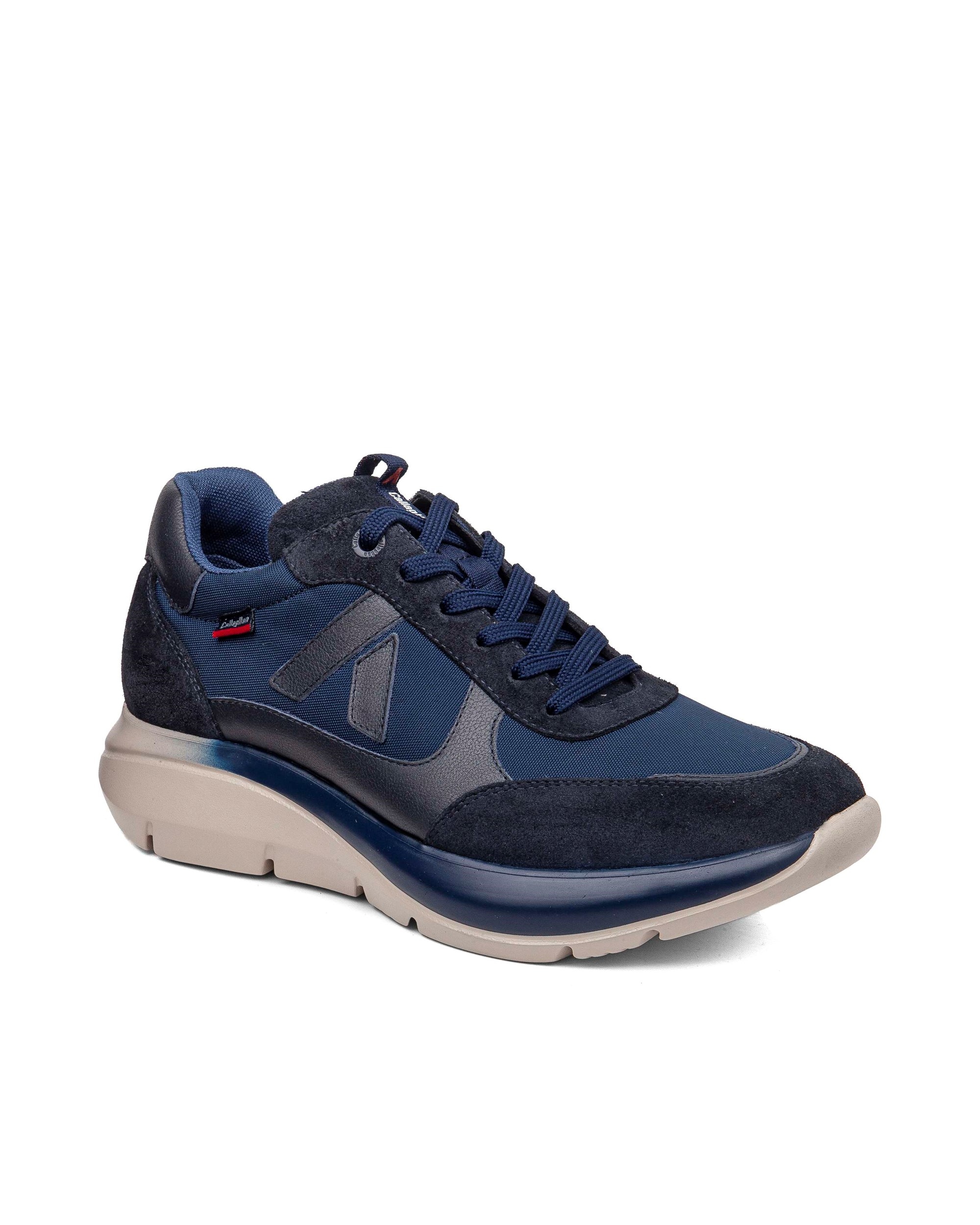 Zapatillas de piel de hombre algoritmo con sistema adaptación - Callaghan - Azul Azul-3