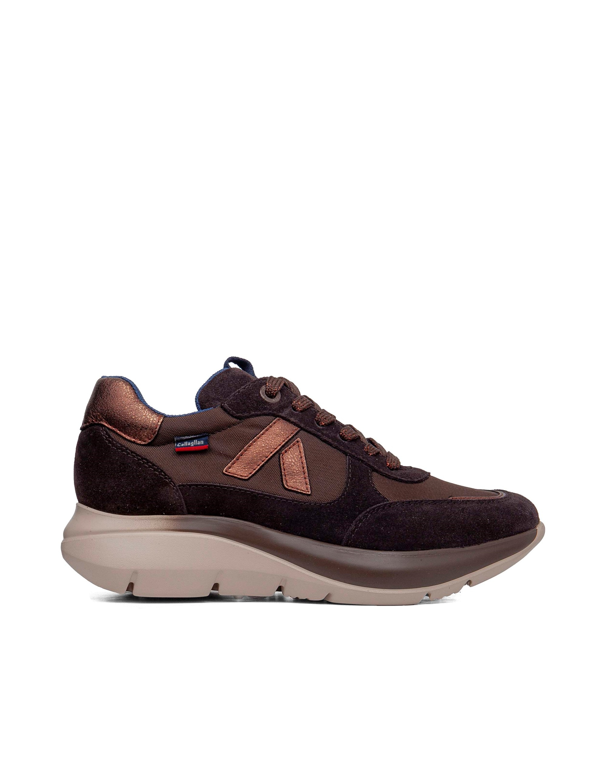Zapatillas de serraje de mujer algoritmo con sistema adaptación - Callaghan - Marrón Marrón-1
