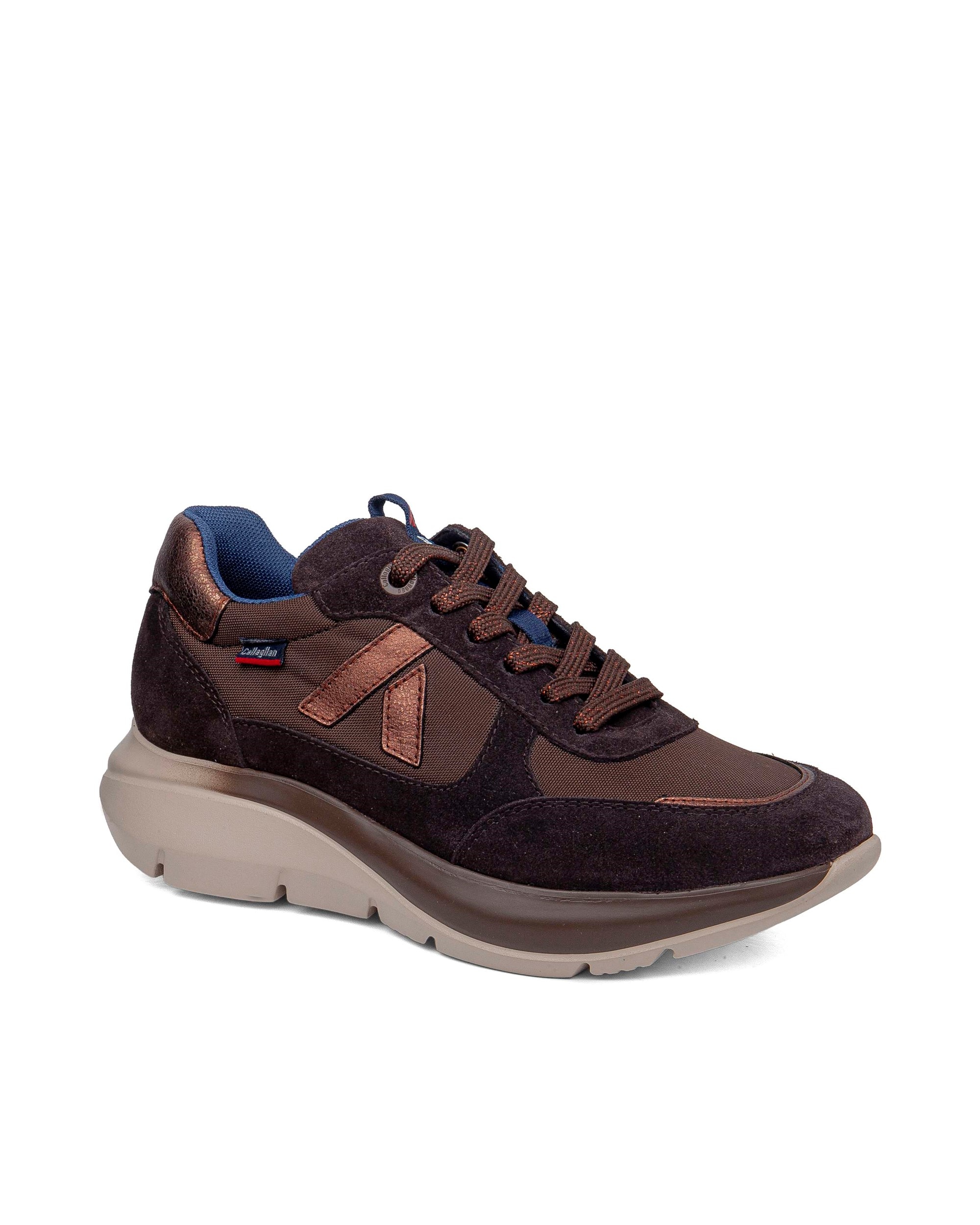 Zapatillas de serraje de mujer algoritmo con sistema adaptación - Callaghan - Marrón Marrón-3