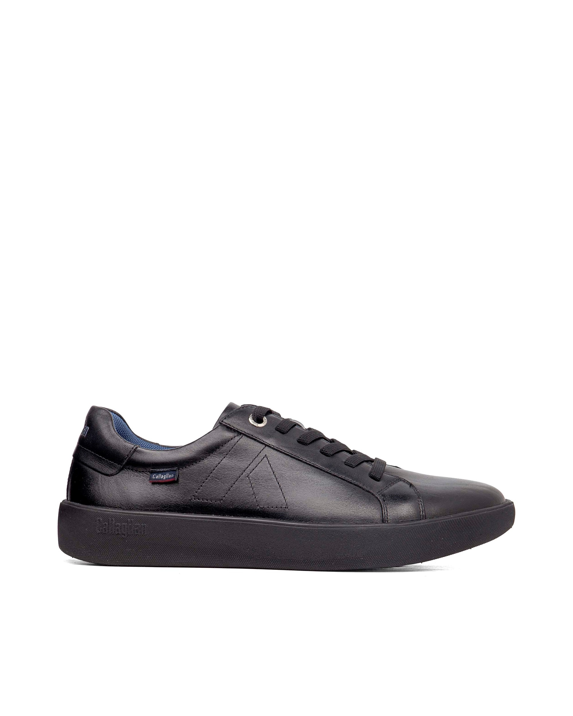 Deportivo de cordones de hombre de piel - Callaghan - Negro Negro-1