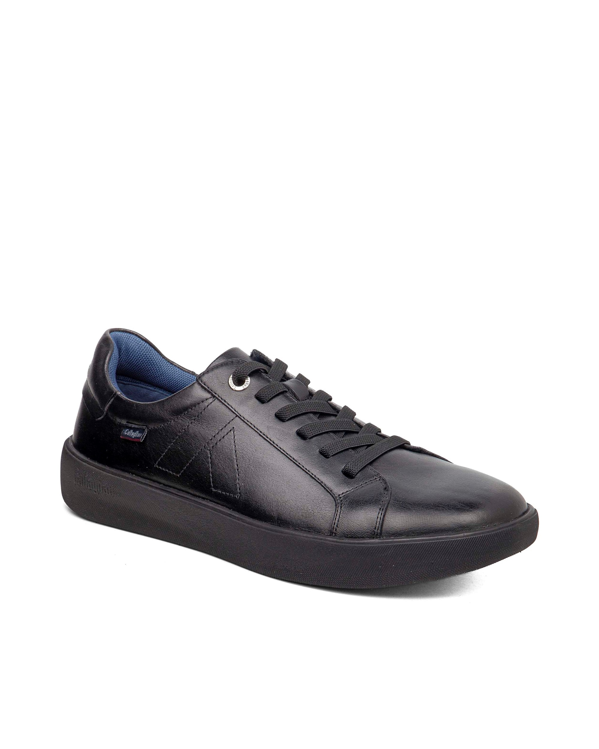 Deportivo de cordones de hombre de piel - Callaghan - Negro Negro-3