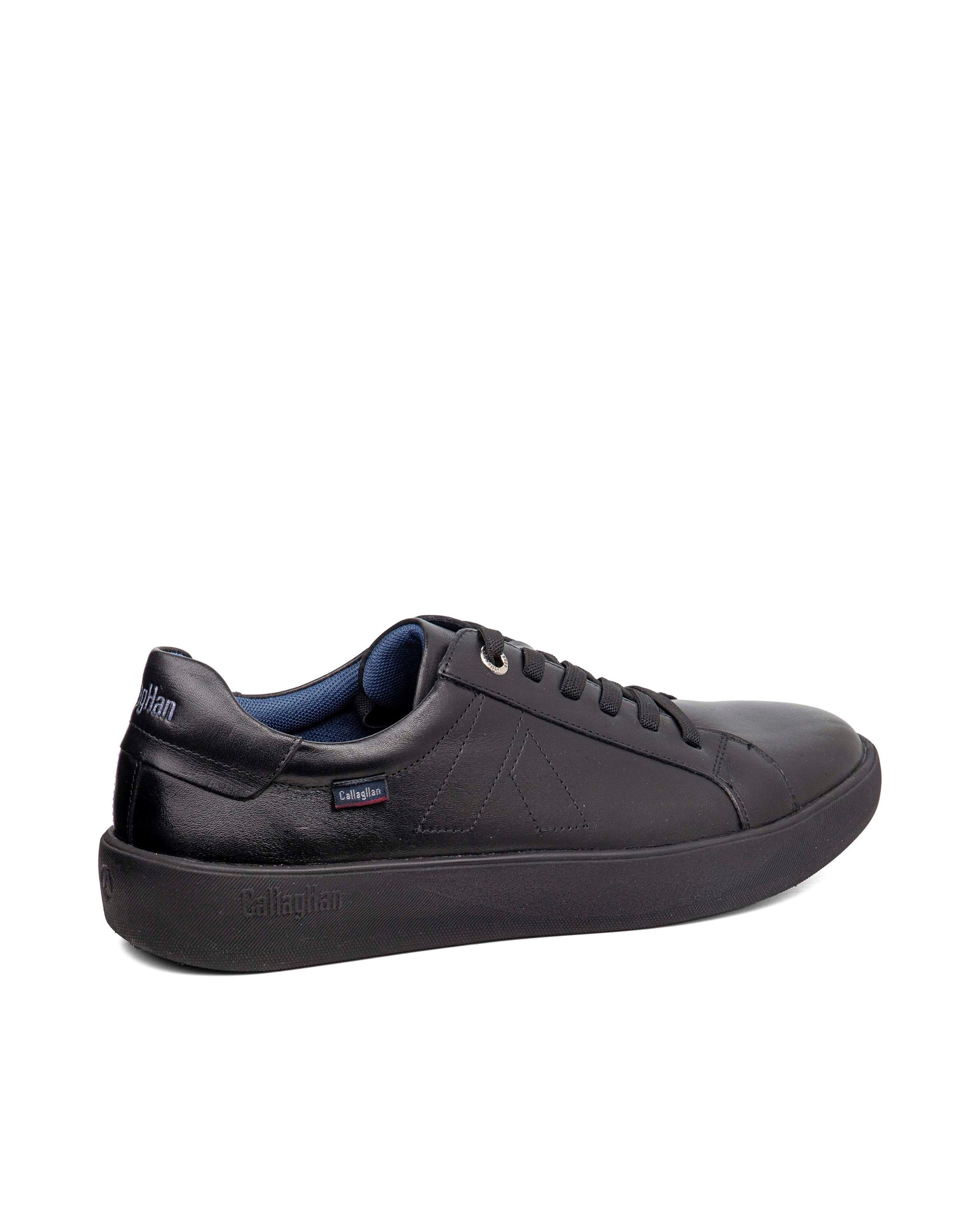 Deportivo de cordones de hombre de piel - Callaghan - Negro Negro-2