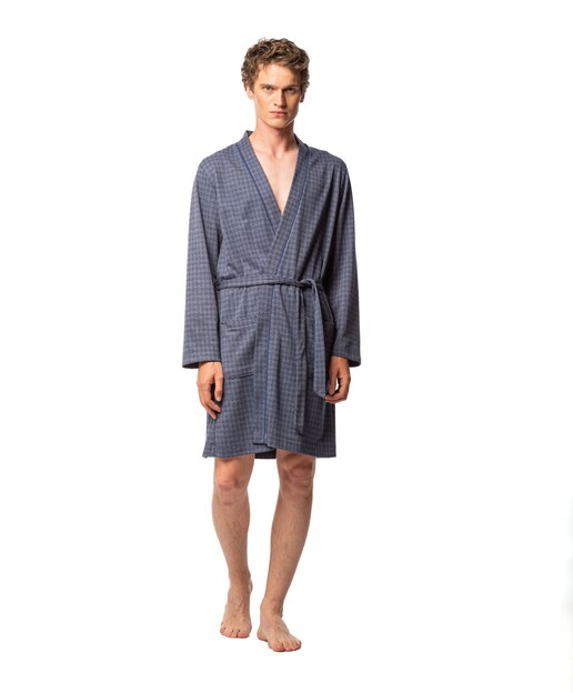 Imagen 0 de Bata de hombre larga cruzada en color azul