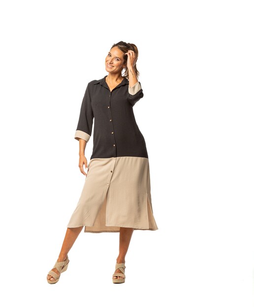 Imagen 0 de Vestido de playa camisero bicolor