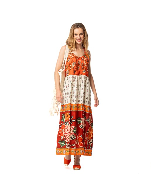 Imagen 0 de Vestido de playa largo de tirantes estampado