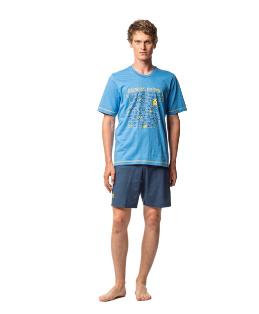 Imagen 0 de Pijama corto de hombre de punto en color azul