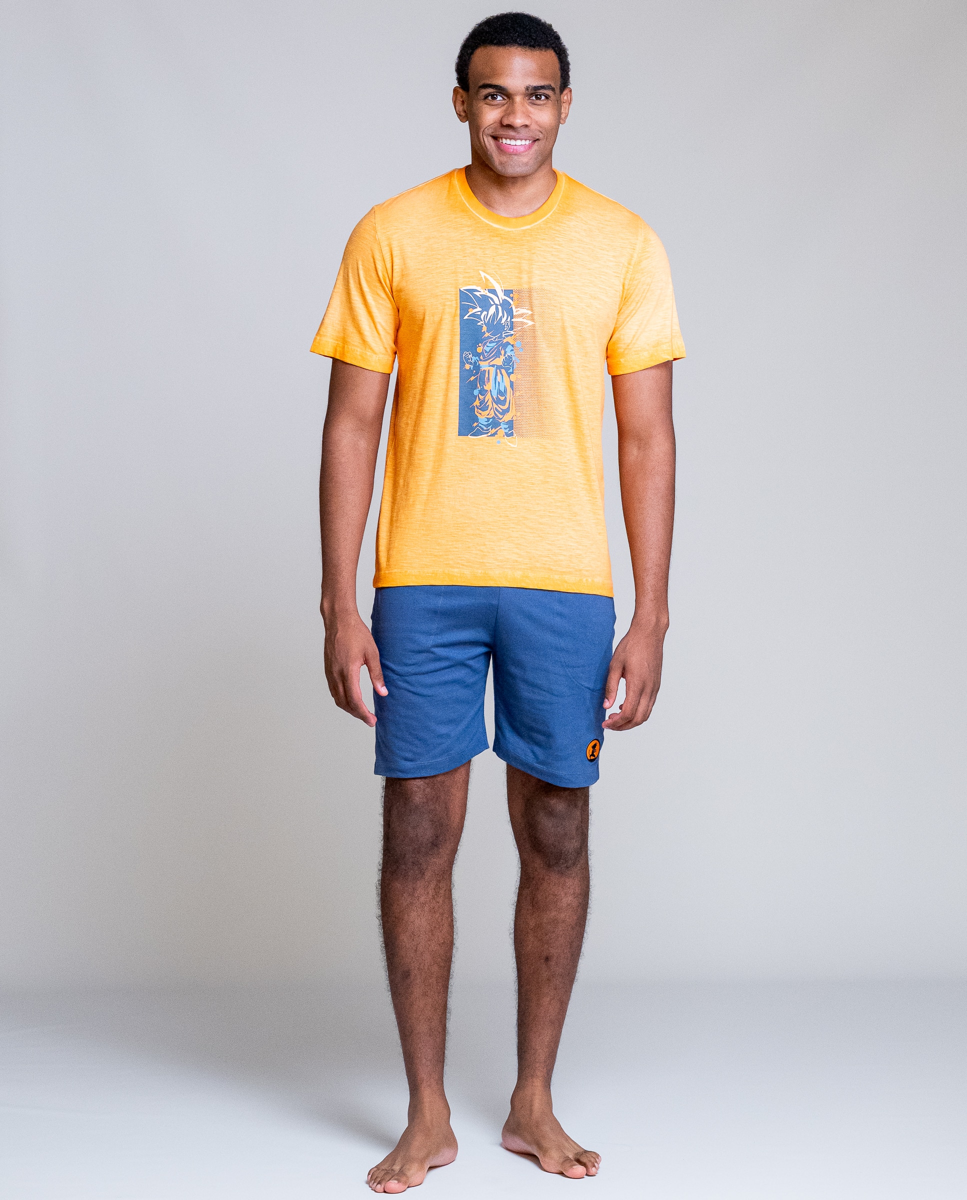 Imagen 0 de Pijama de hombre estampado goku Naranja / Azul marino