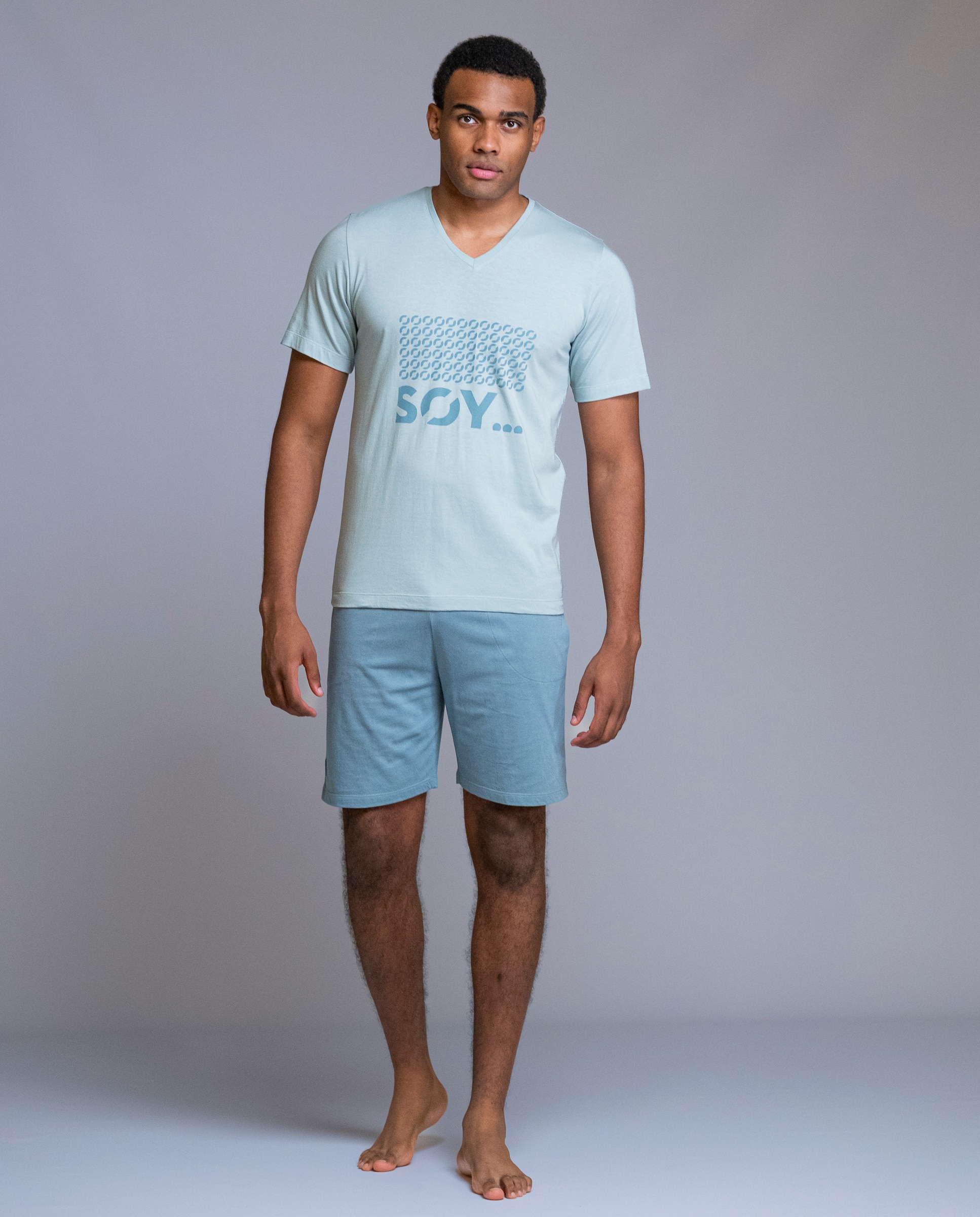 Imagen 0 de Pijama de hombre modal estampado maxi logo Turquesa