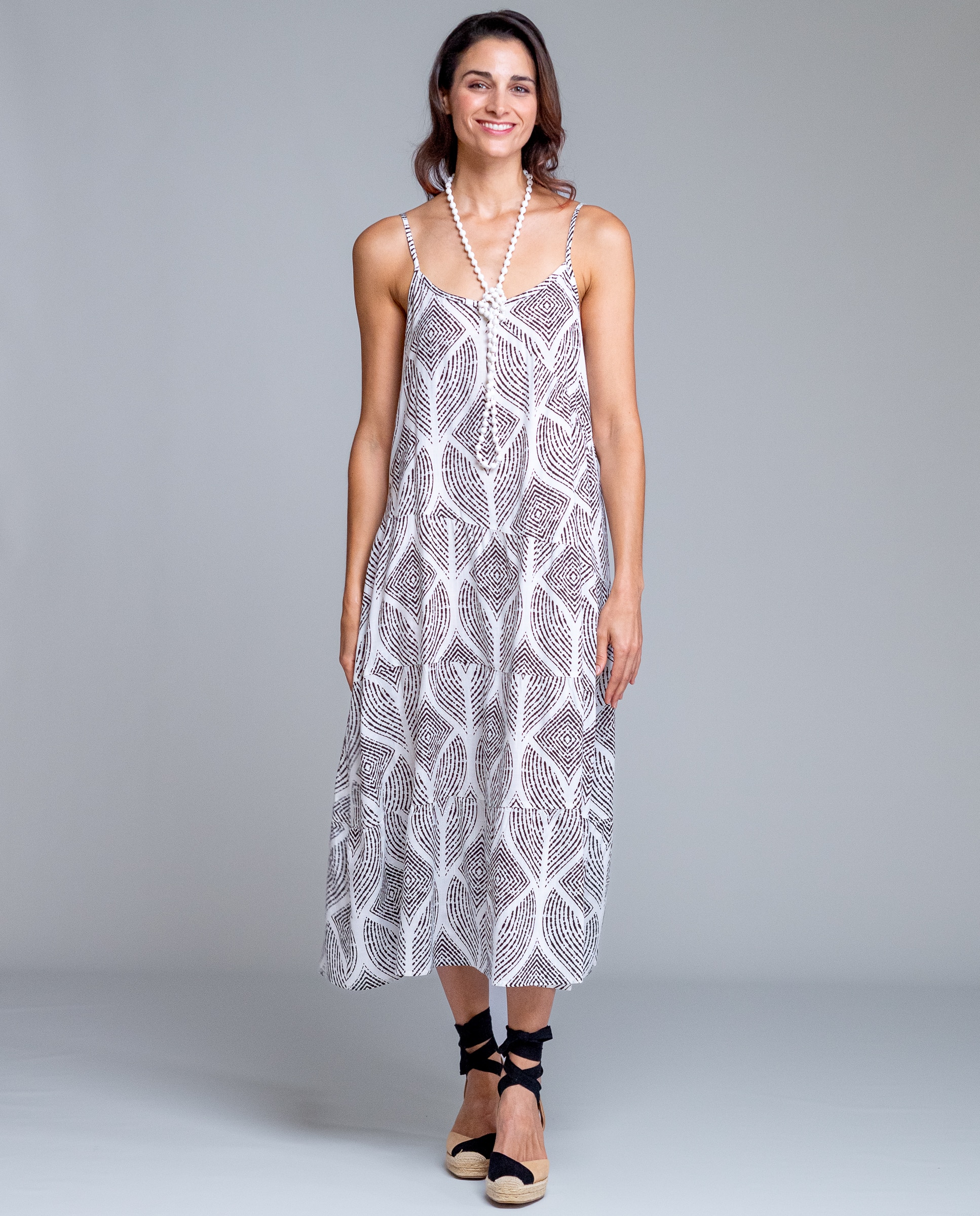Imagen 0 de Vestido de playa fluido Blanco / Negro