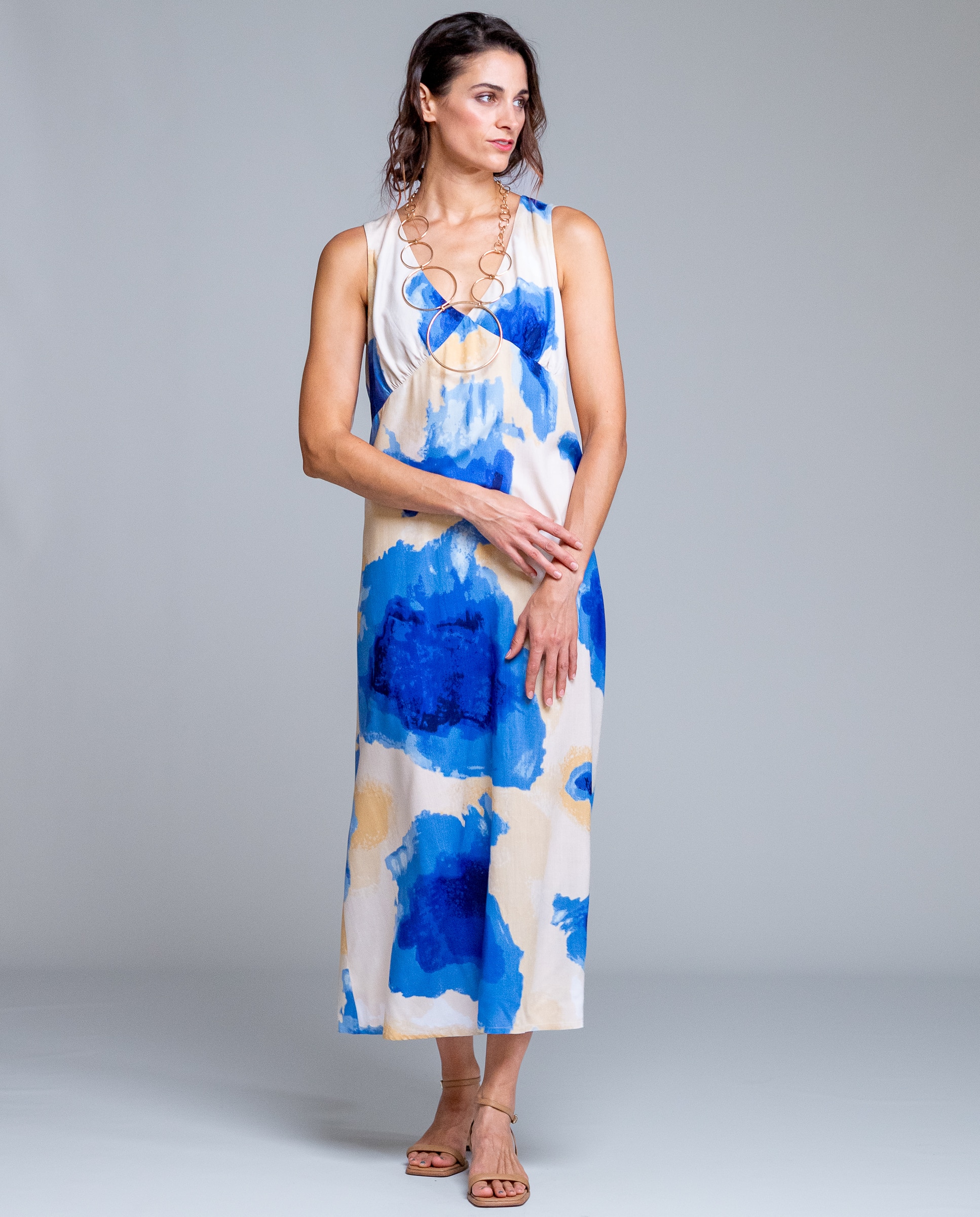 Imagen 0 de Vestido de playa sin mangas Azul/Beige