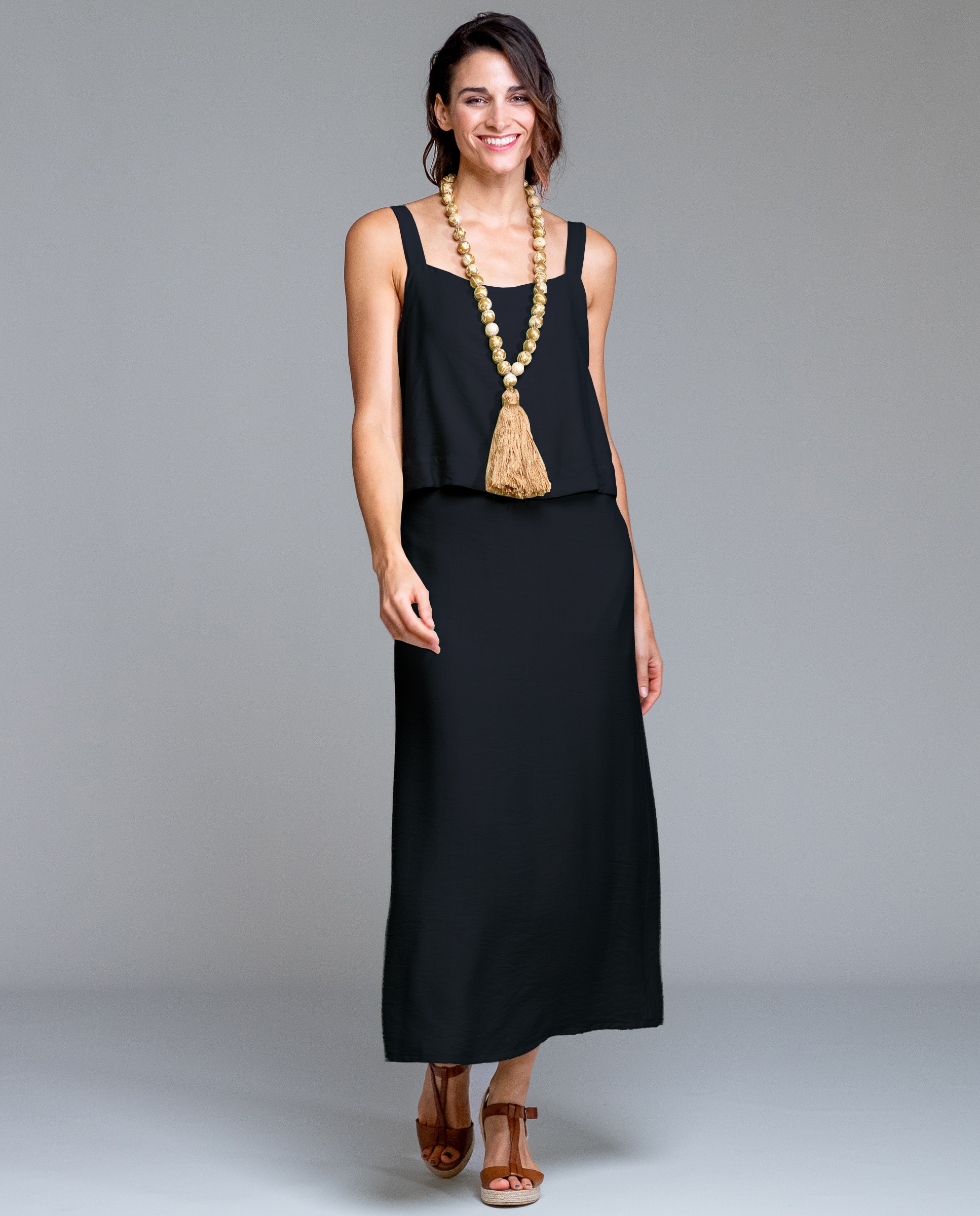 Imagen 0 de Vestido de playa tirante ancho Negro