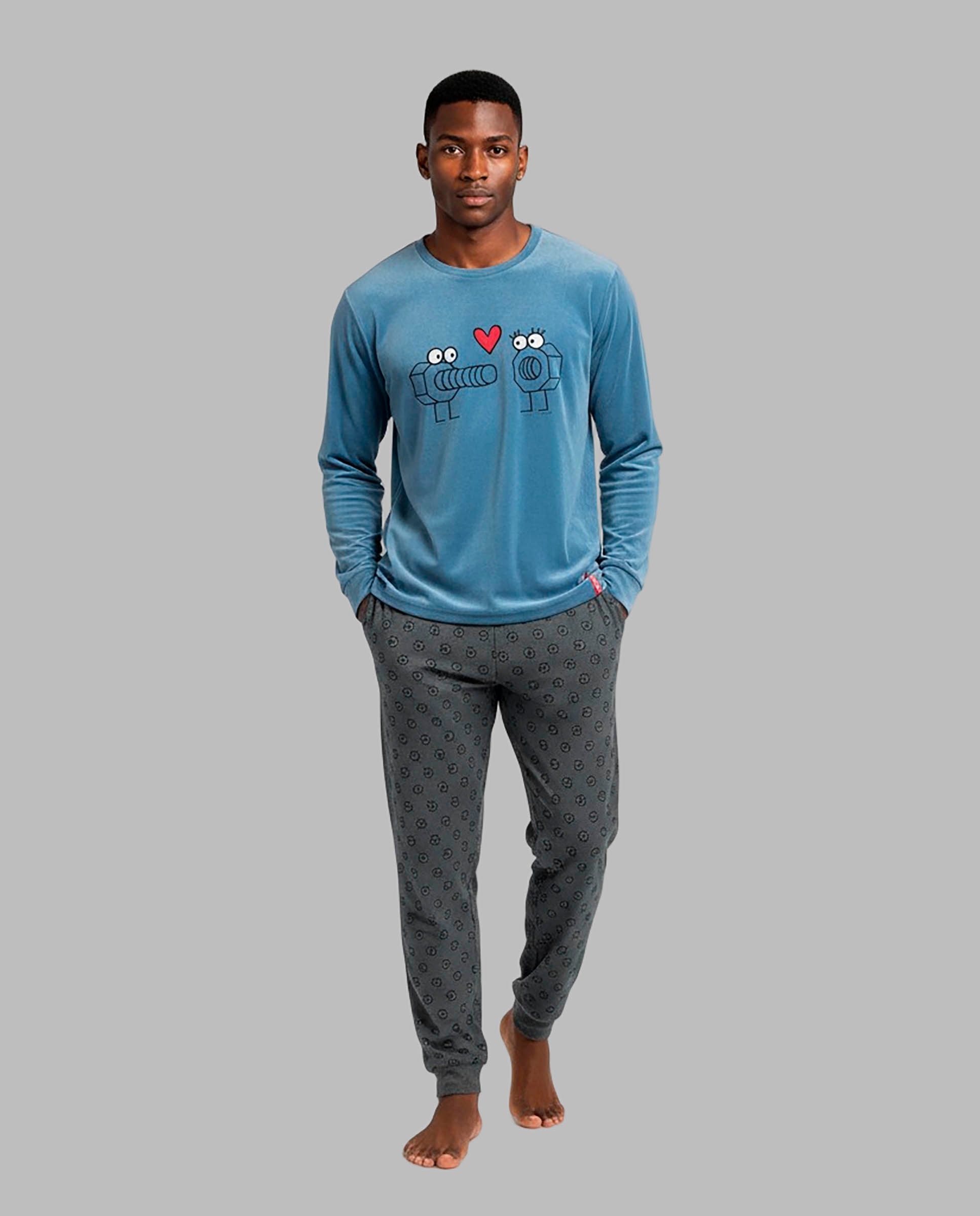 Imagen 1 de Pijama de hombre terciopelo Azul