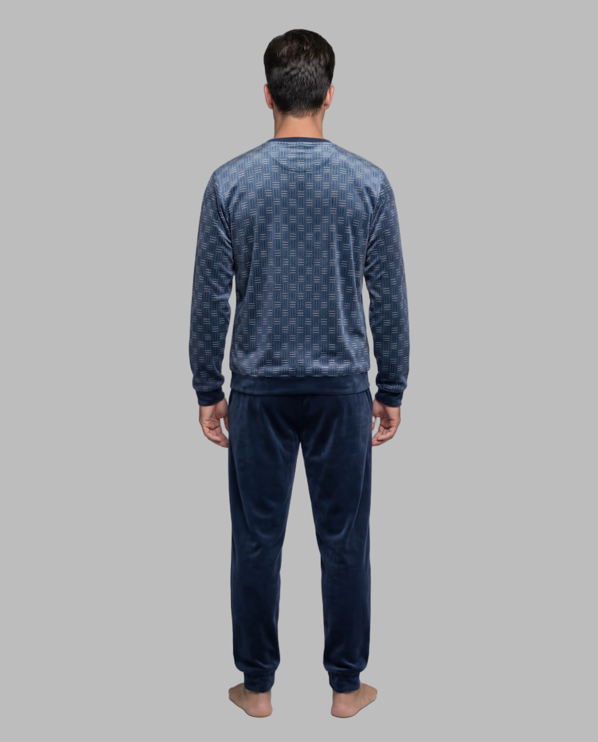 Imagen 2 de Pijama de hombre velour estampado - SOY - Azul marino Azul marino