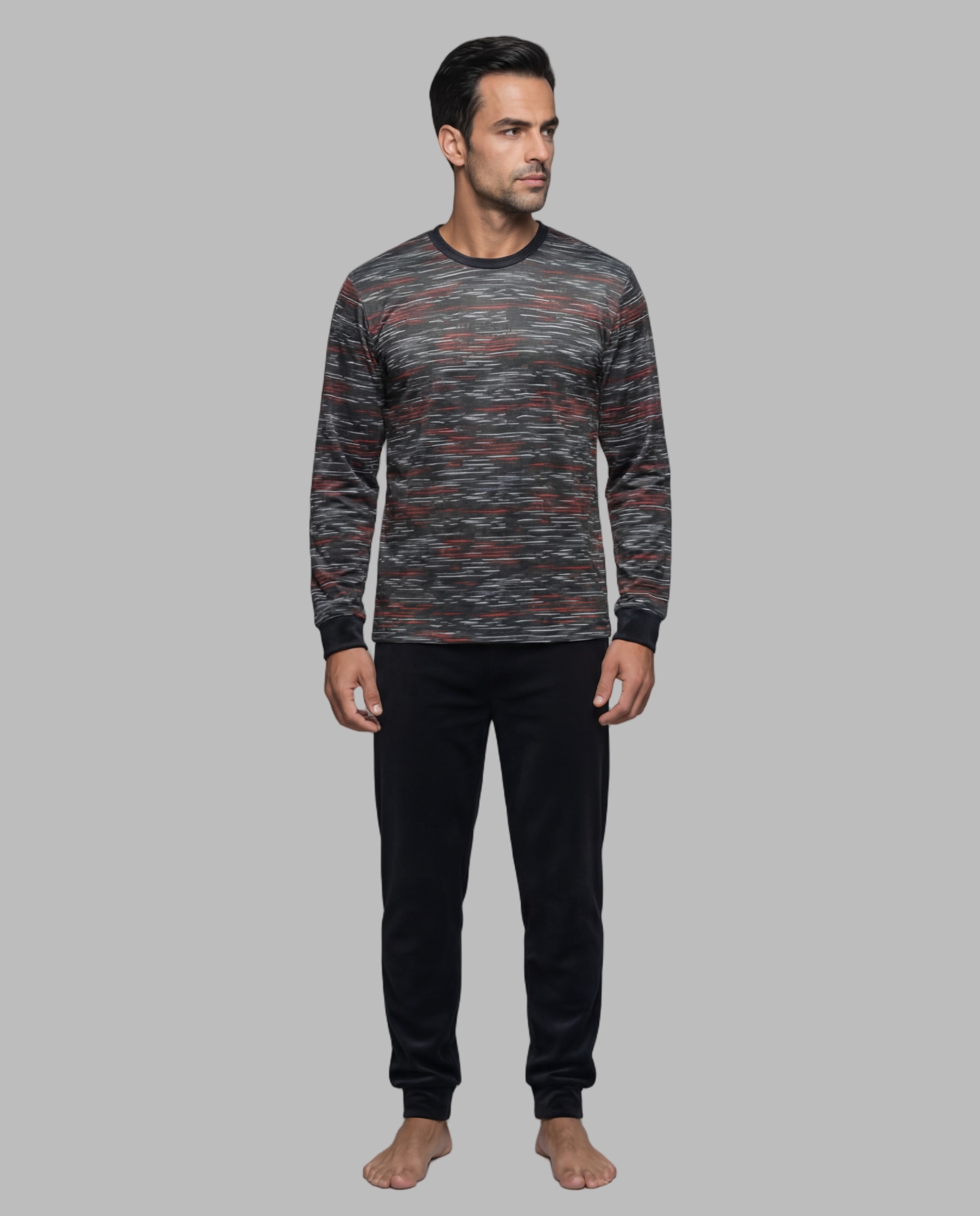 Imagen 1 de Pijama de hombre tundosado efecto punto Gris