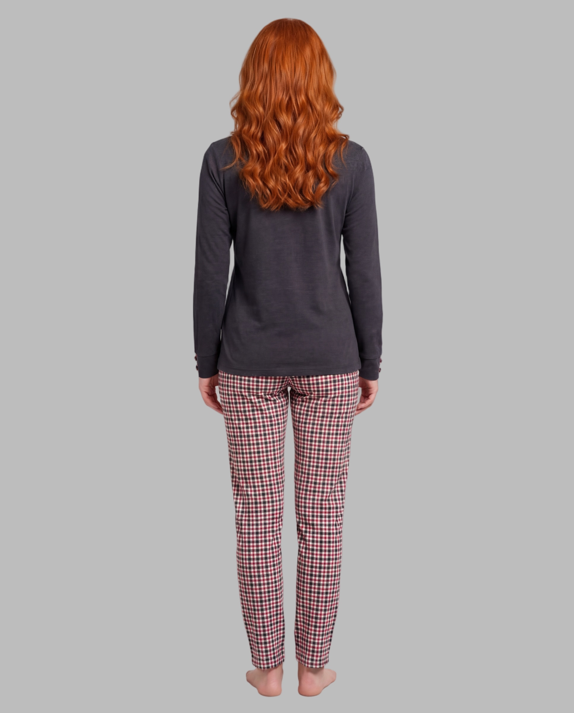 Pijama de mujer detalle aplicación - Señoretta - Gris Gris-2