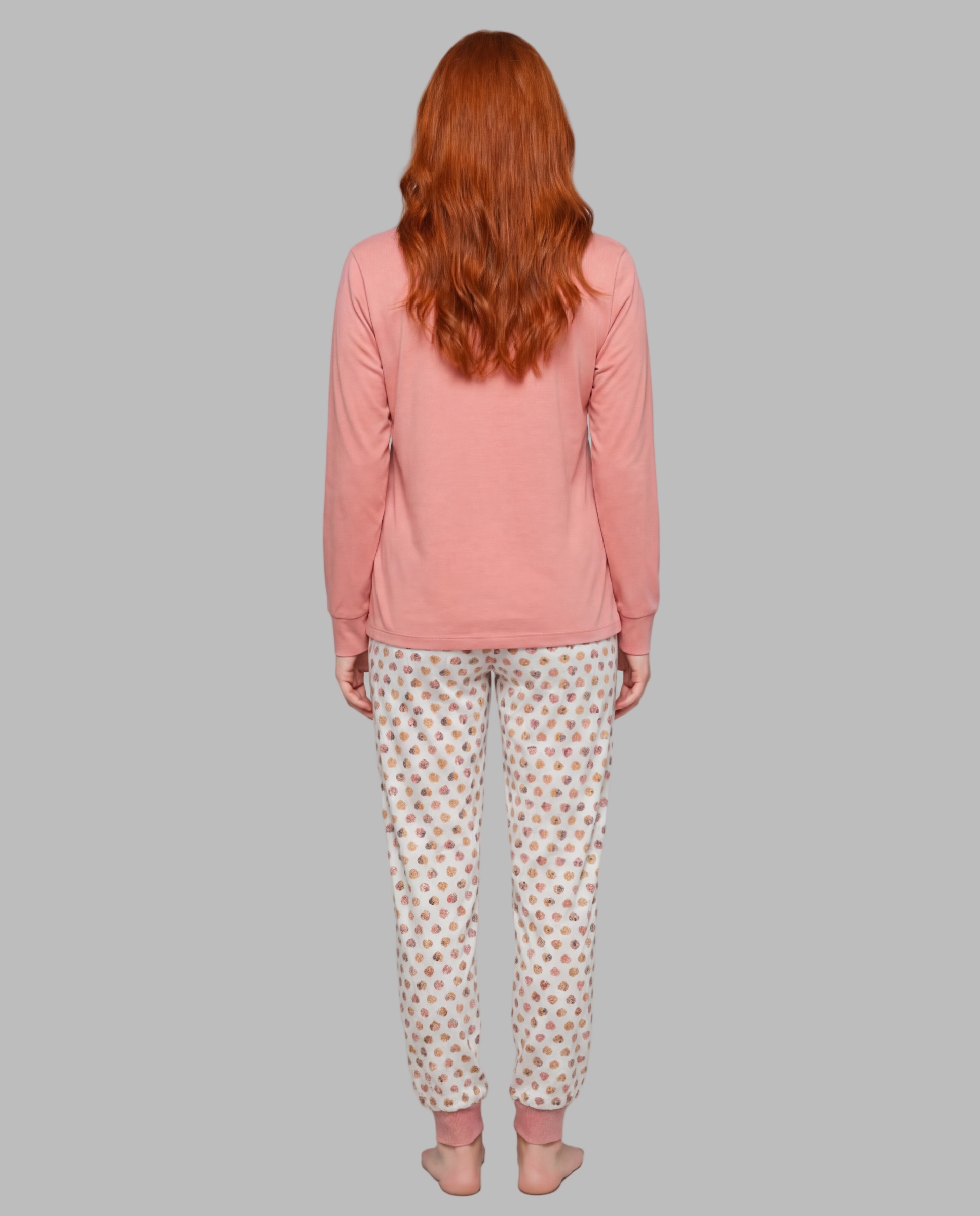 Pijama mujer felpa corazones - Señoretta - Rosa Rosa-2