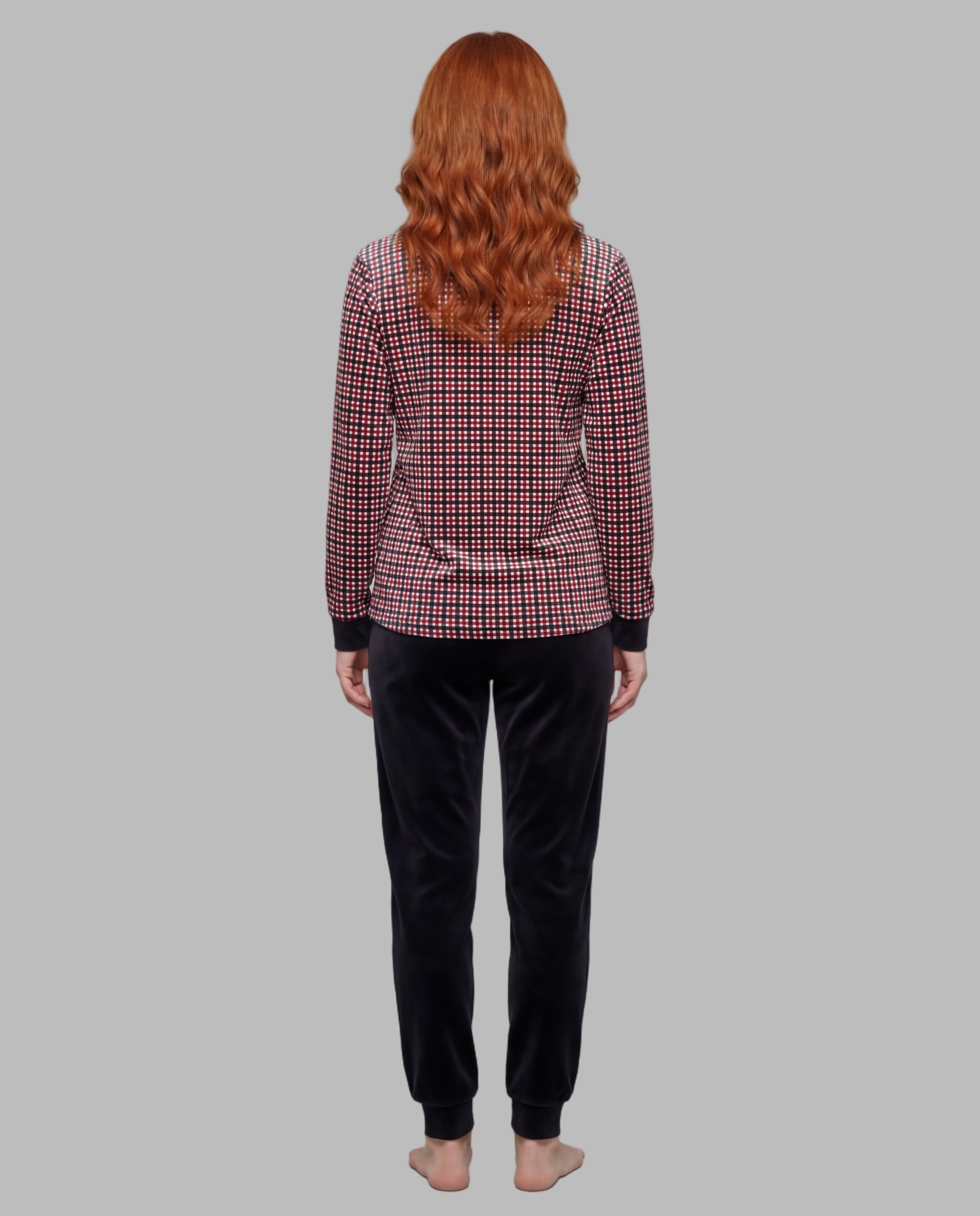 Pijama mujer terciopelo estampado - Señoretta - Gris Gris-2