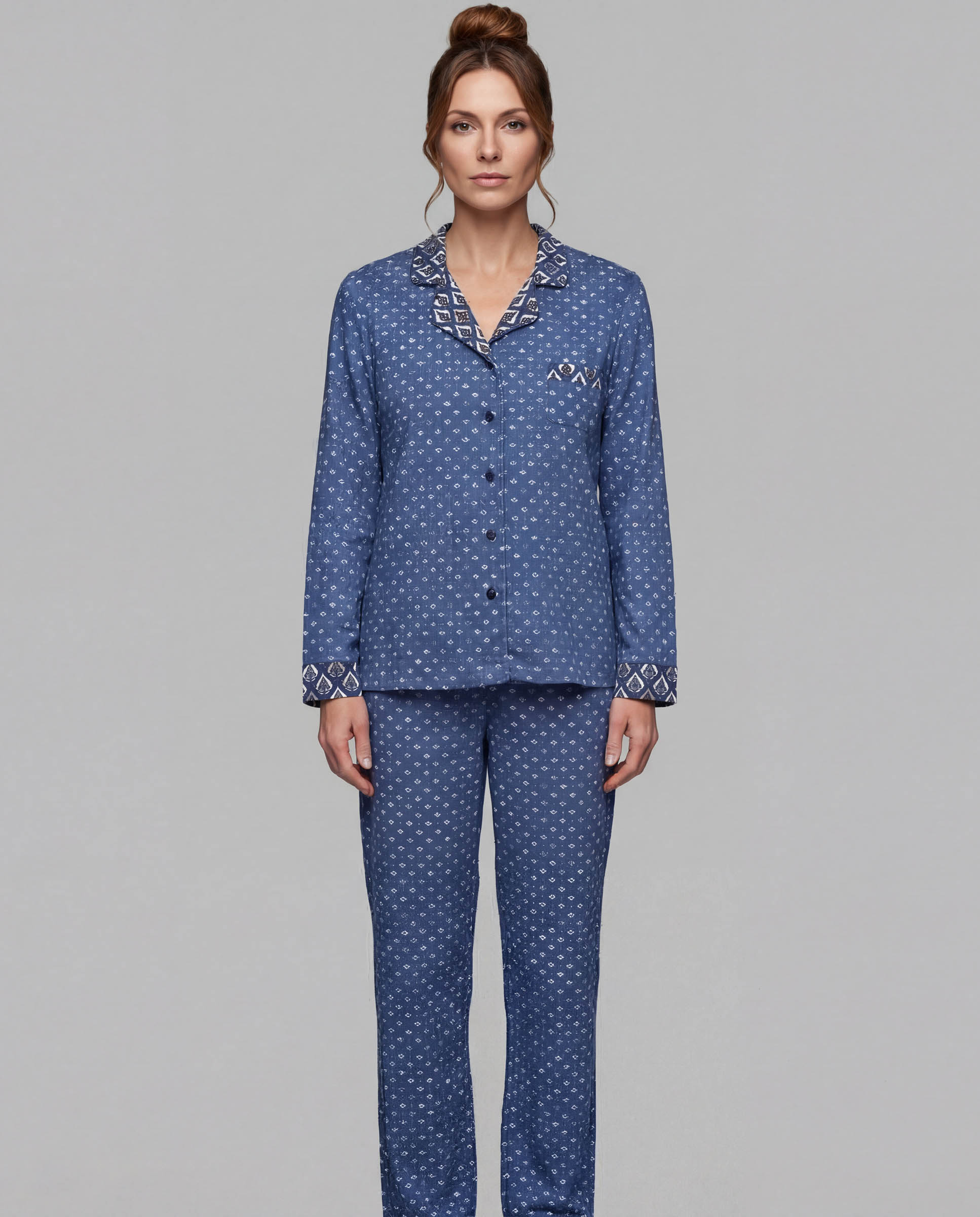 Pijama de mujer abierto - Egatex - Azul Azul-1