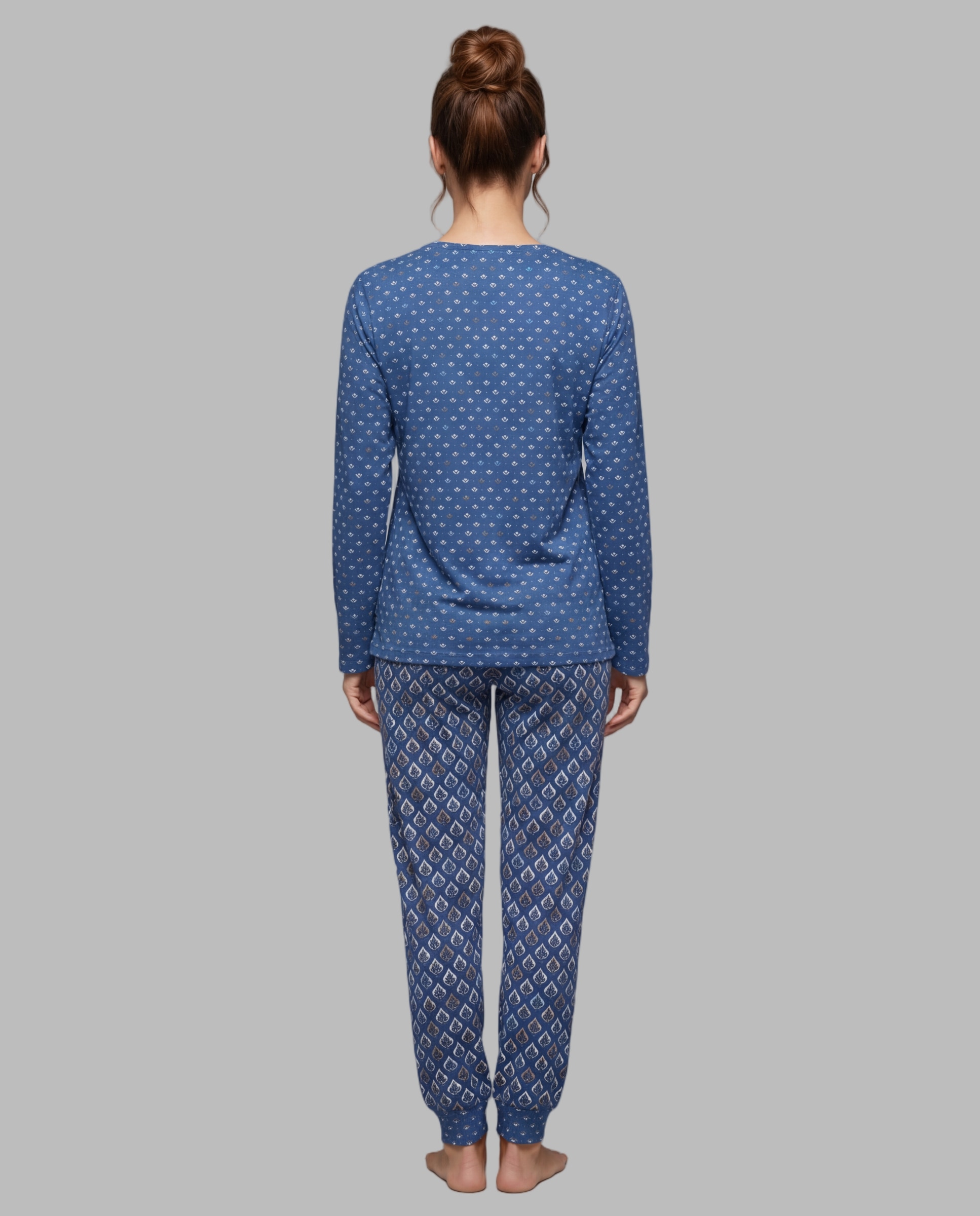 Pijama de mujer cuello pico - Egatex - Azul Azul-2