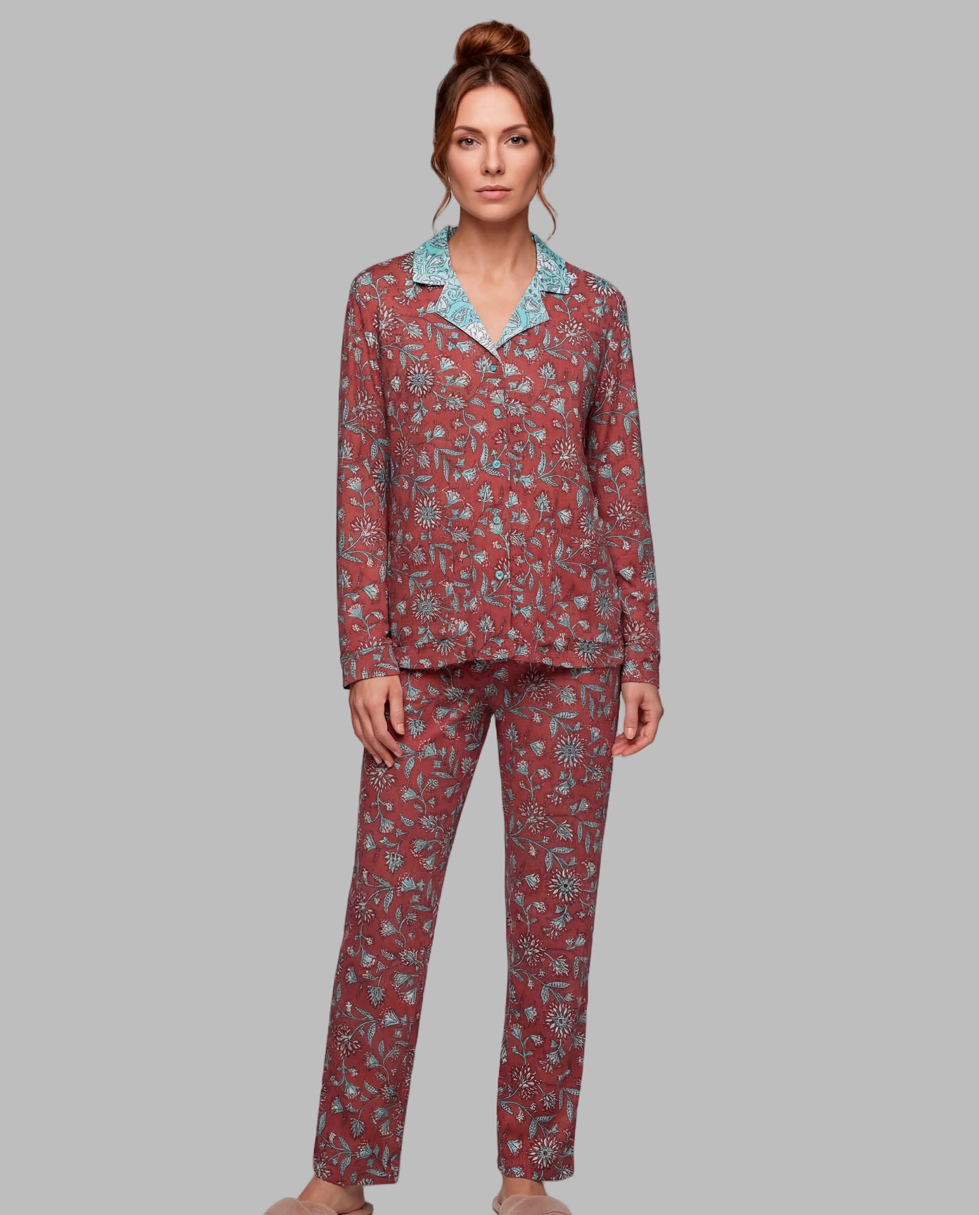 Pijama de mujer abierto - Egatex - Naranja Naranja-1
