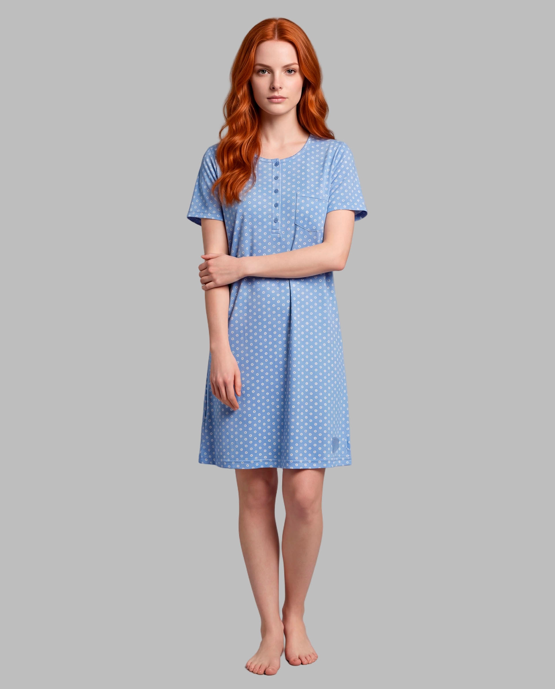 Camisola mujer dormir manga corta - Señoretta - Azul Azul-1