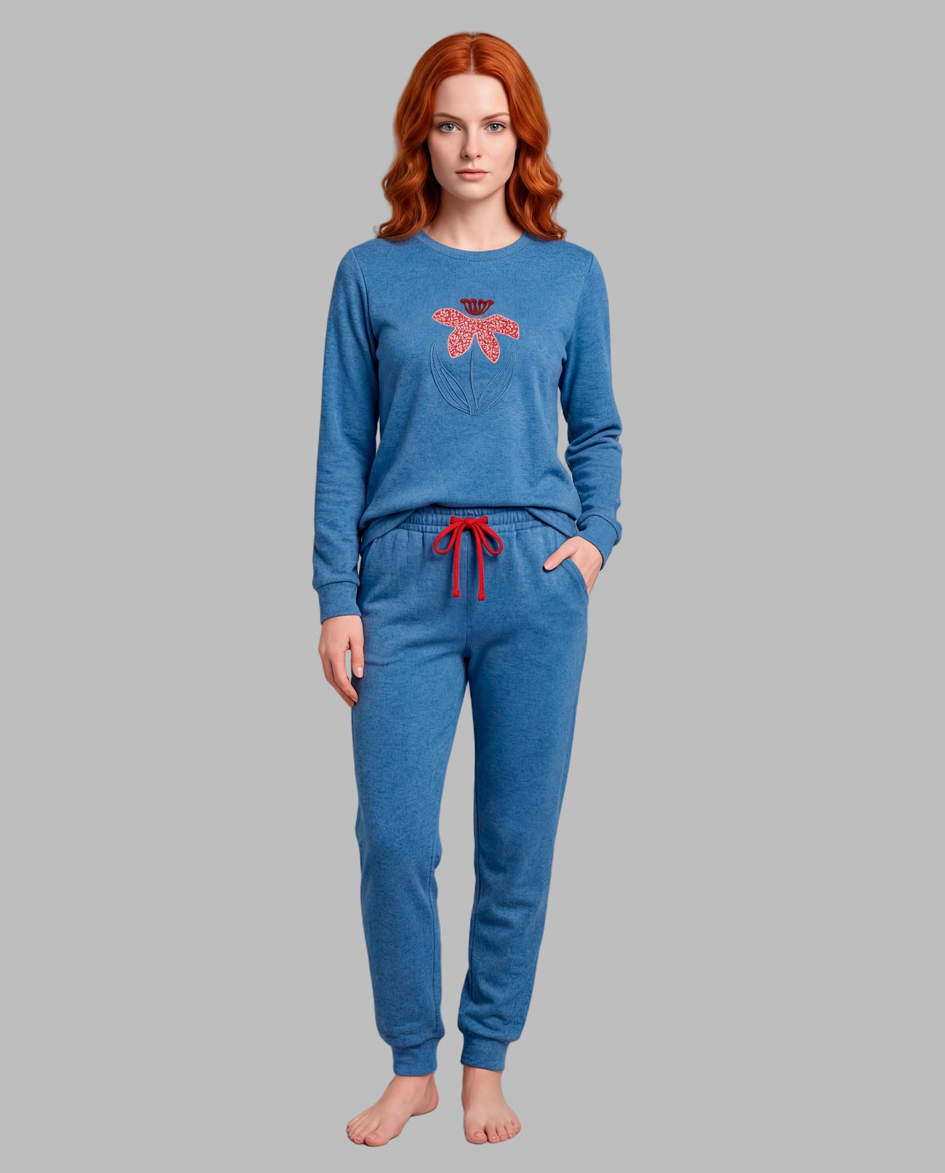 Pijama mujer felpa aplicación - Señoretta - Azul Azul-1