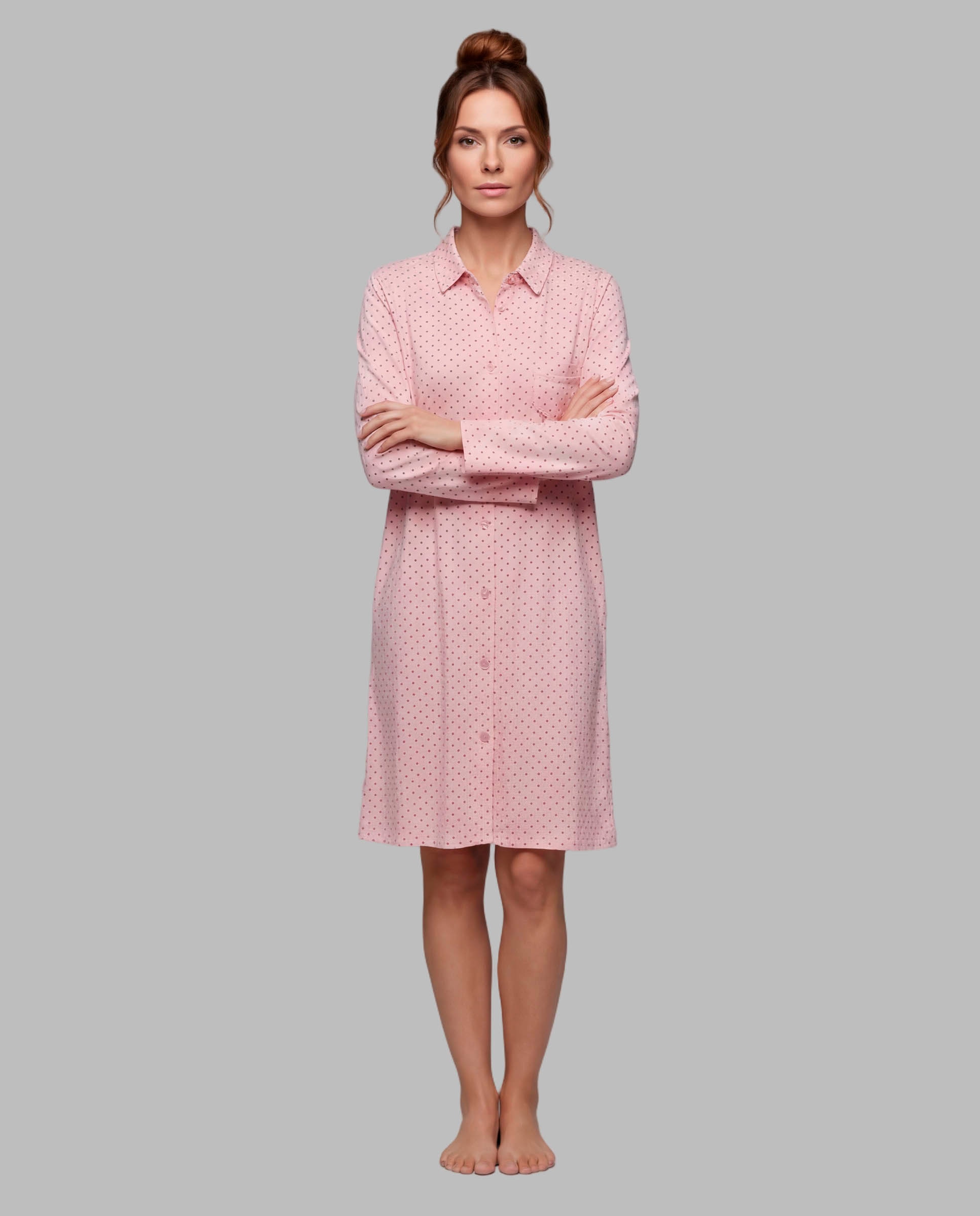 Camisola dormir mujer abierta - Egatex - Rosa Rosa-1