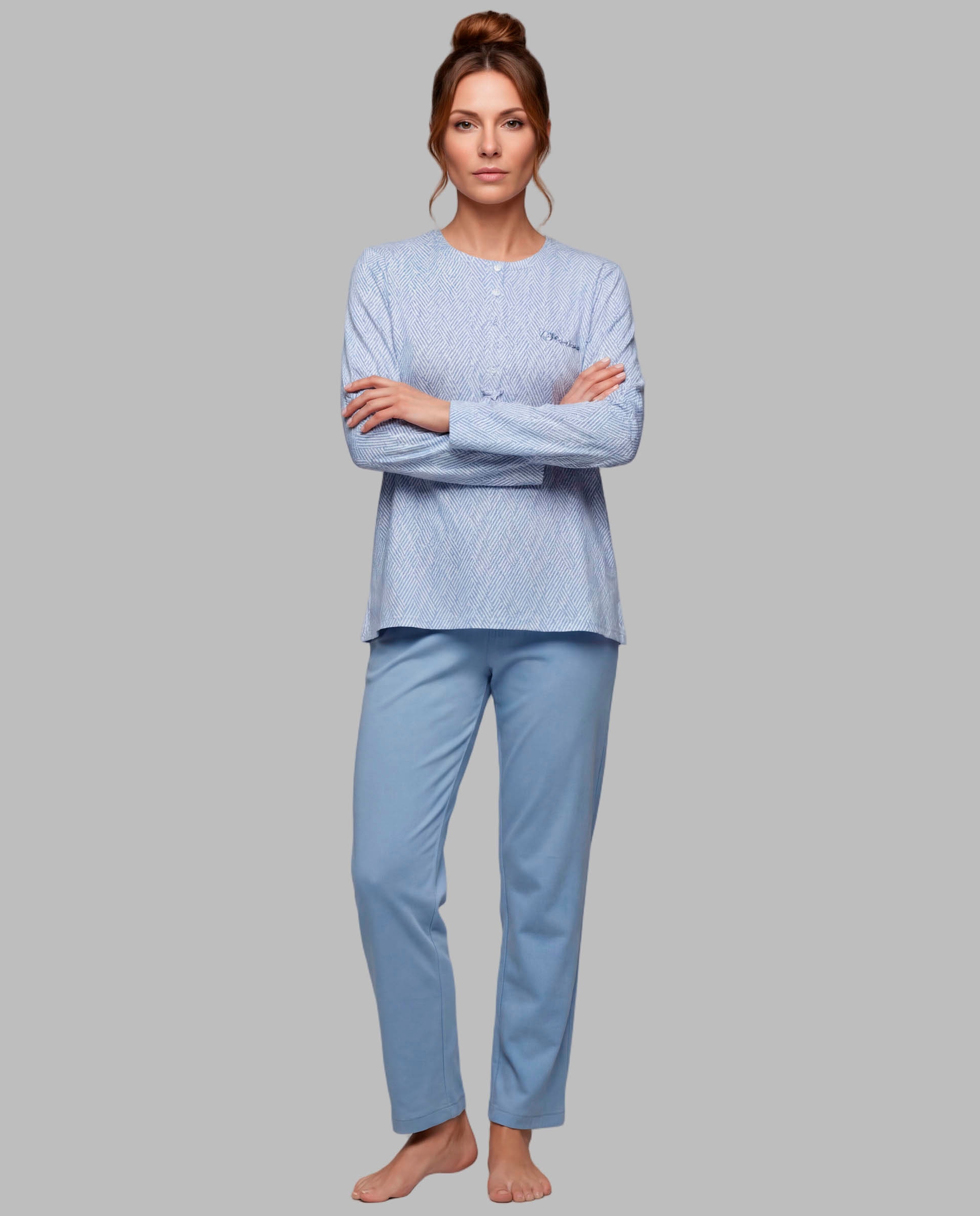 Pijama mujer manga larga - Egatex - Azul Azul-1