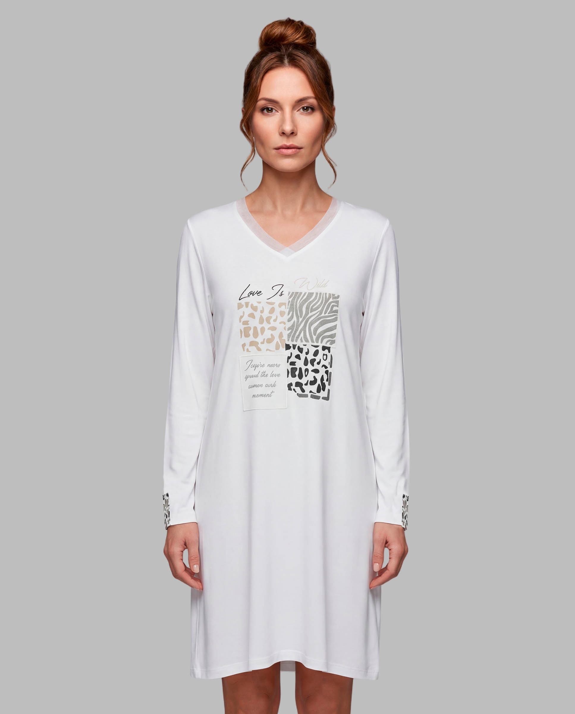 Camisola dormir mujer combinada tul - Egatex - Crudo Crudo-1