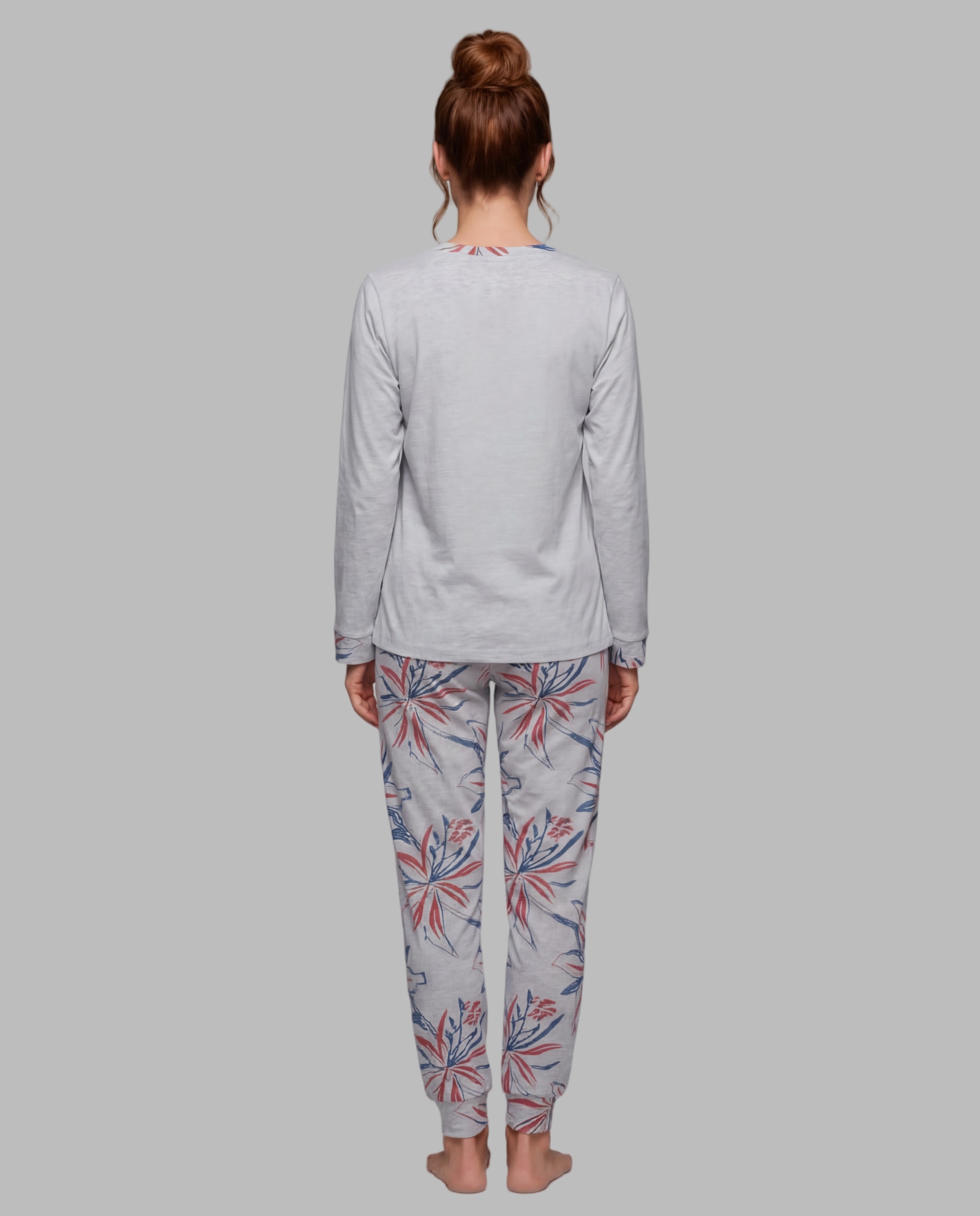 Pijama mujer estampado posicional - Egatex - Gris Gris-2