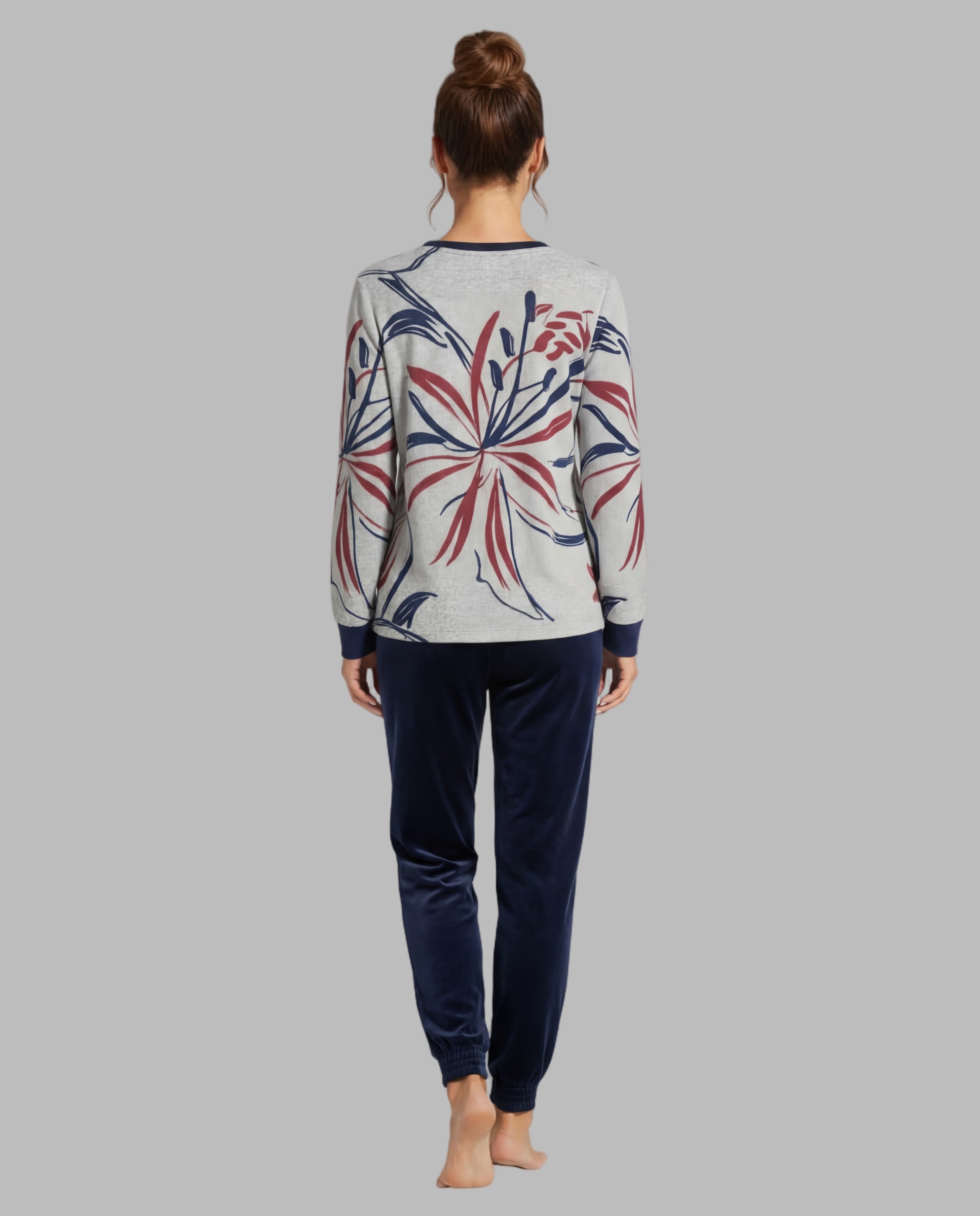Pijama mujer velour estampado - Egatex - Azul Azul-2