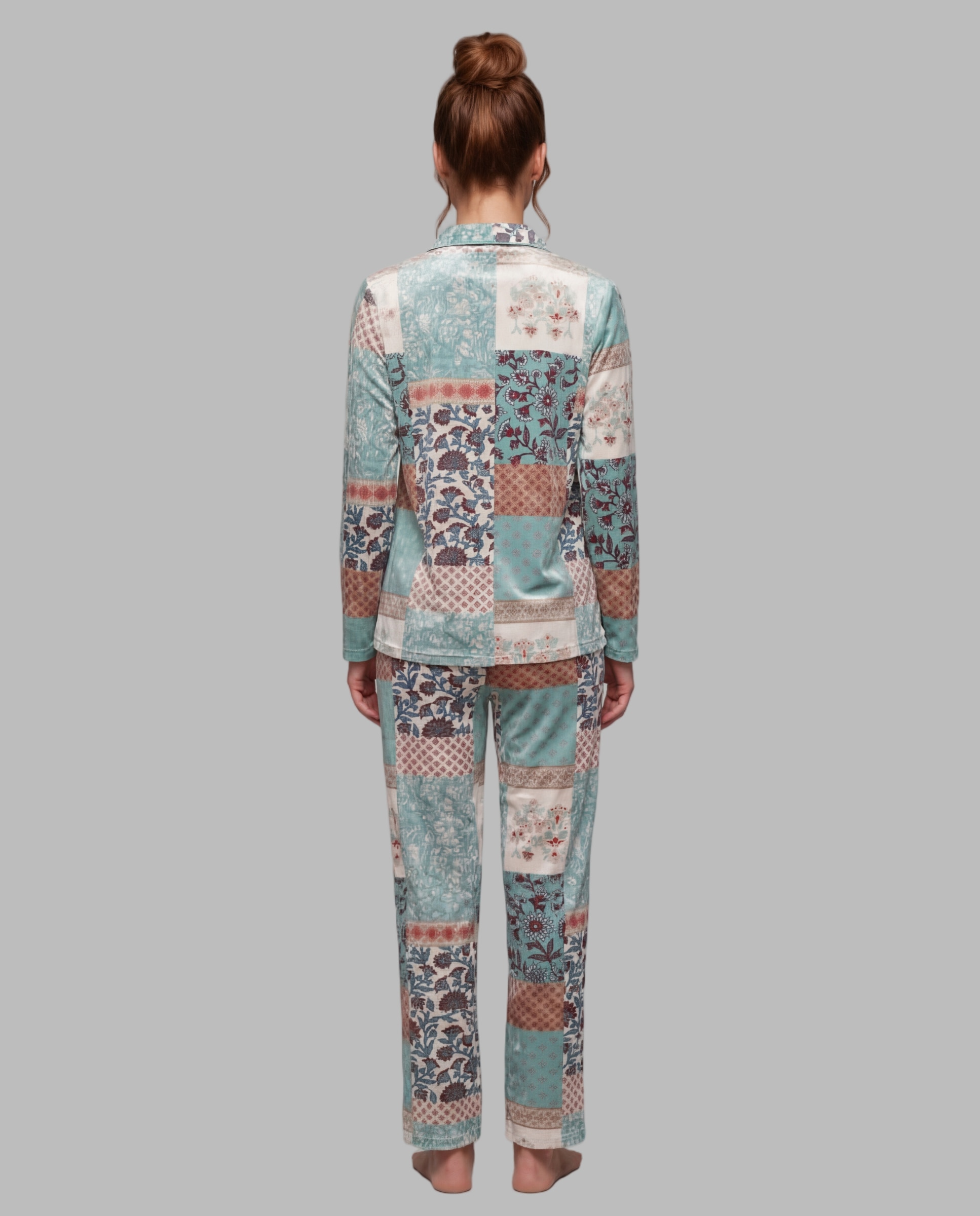 Pijama mujer terciopelo estampado - Egatex - Azul Azul-2