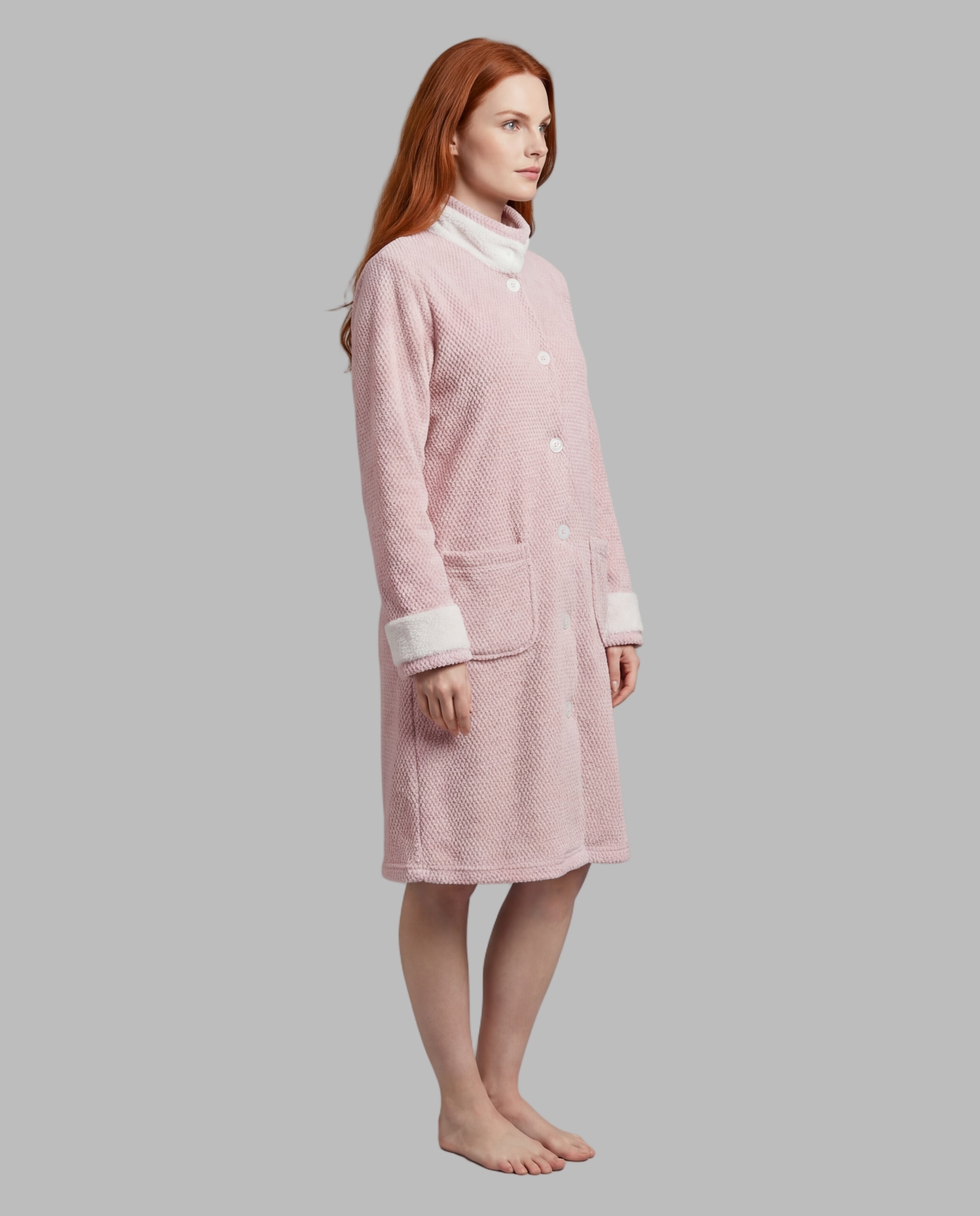 Bata de mujer tejido combinado - Señoretta - Rosa Rosa-1