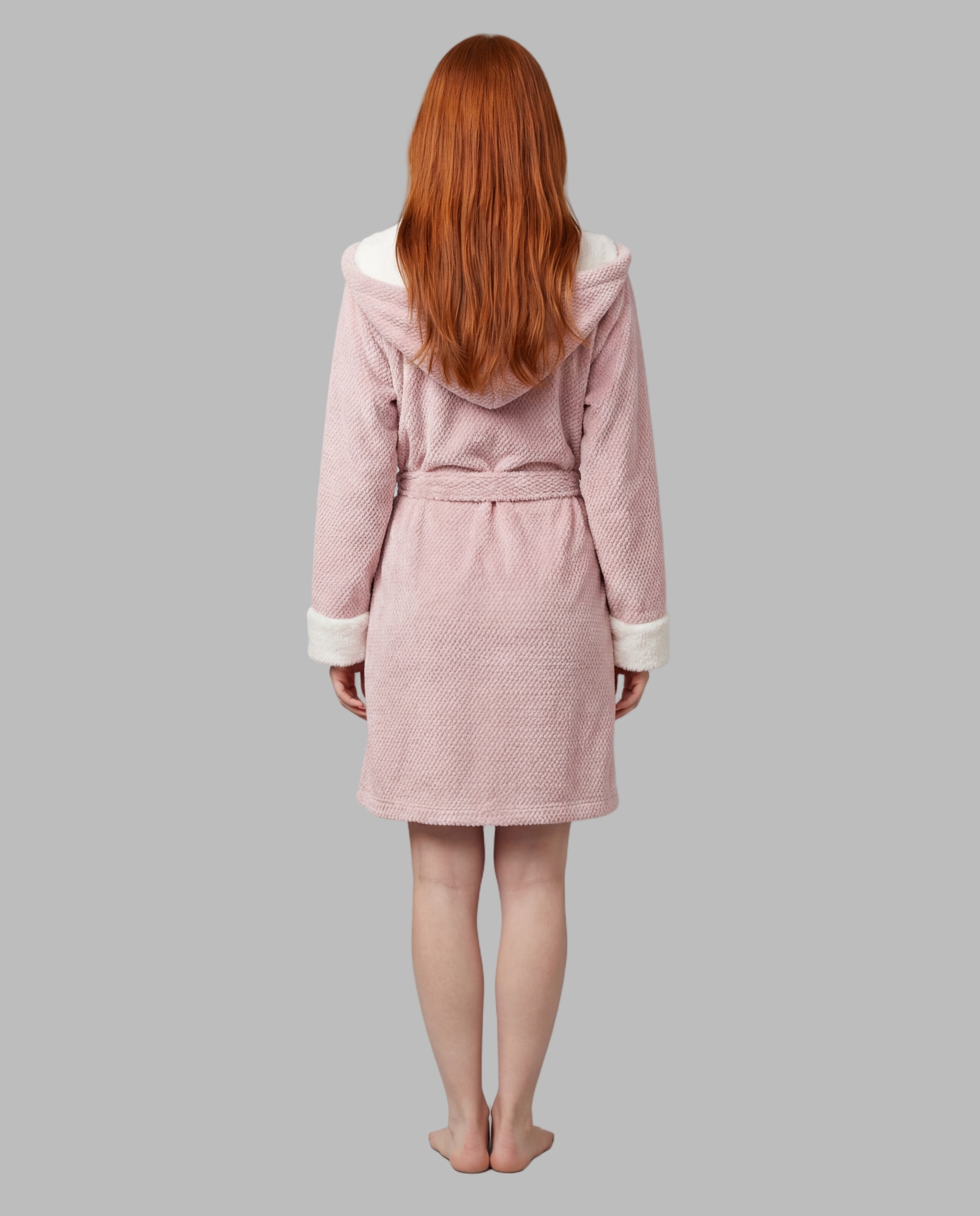 Bata de mujer cruzada capucha - Señoretta - Rosa Rosa-2
