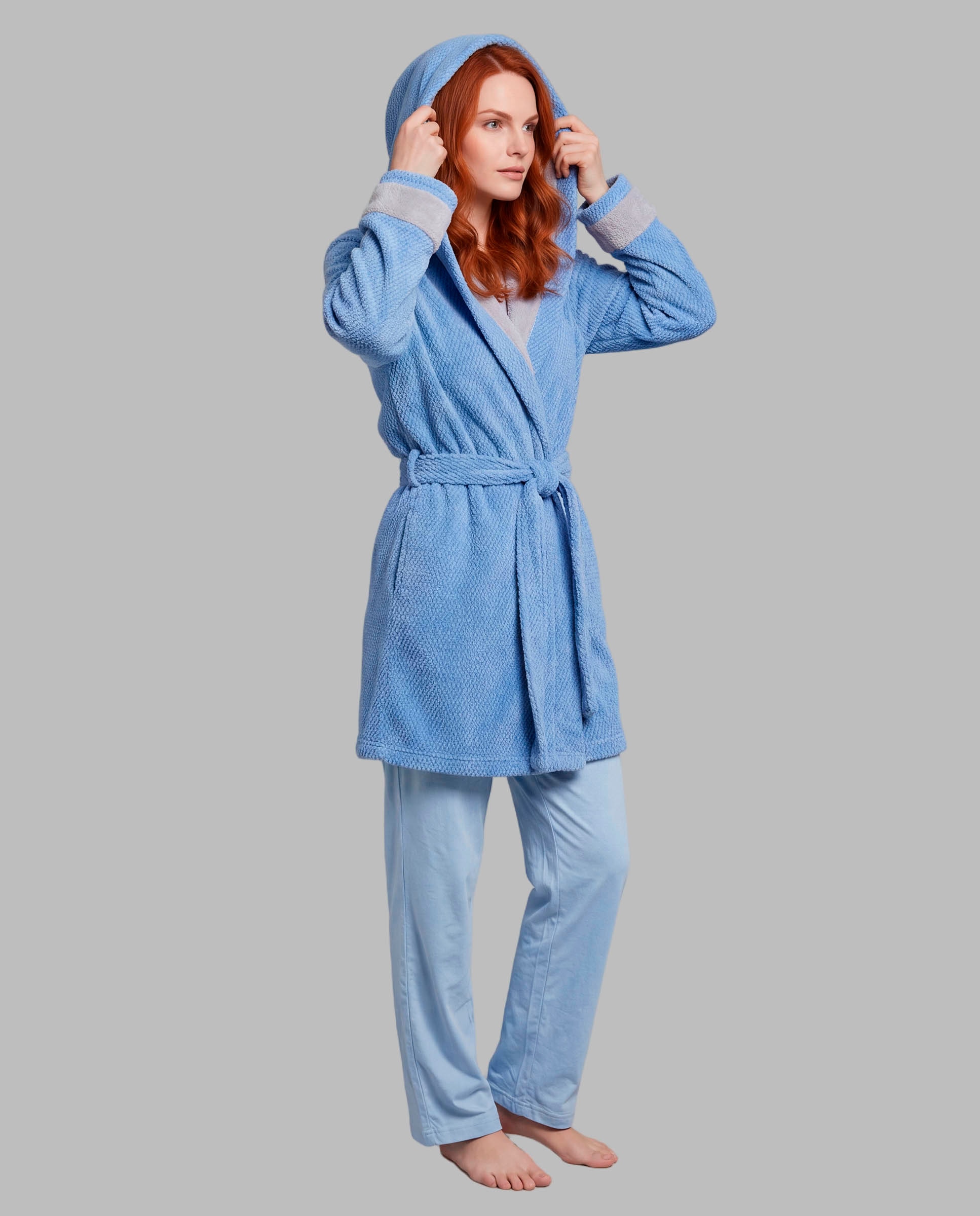 Bata de mujer cruzada capucha - Señoretta - Azul Azul-1