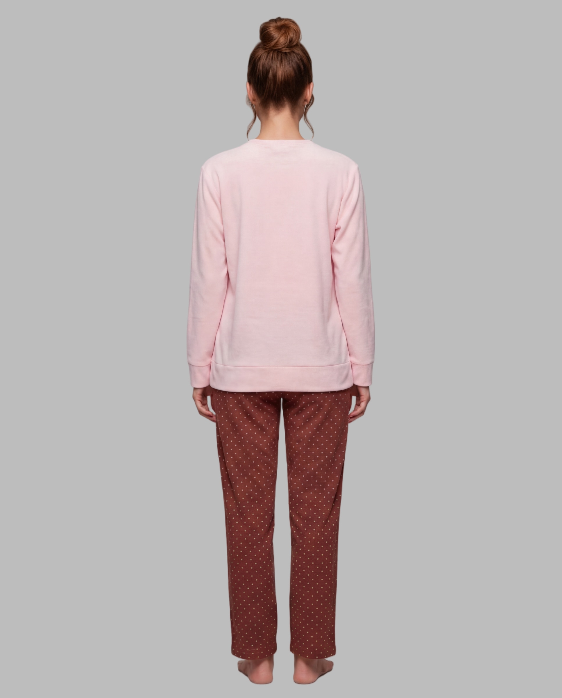Pijama de mujer felpa combinada - Egatex - Rosa Rosa-2