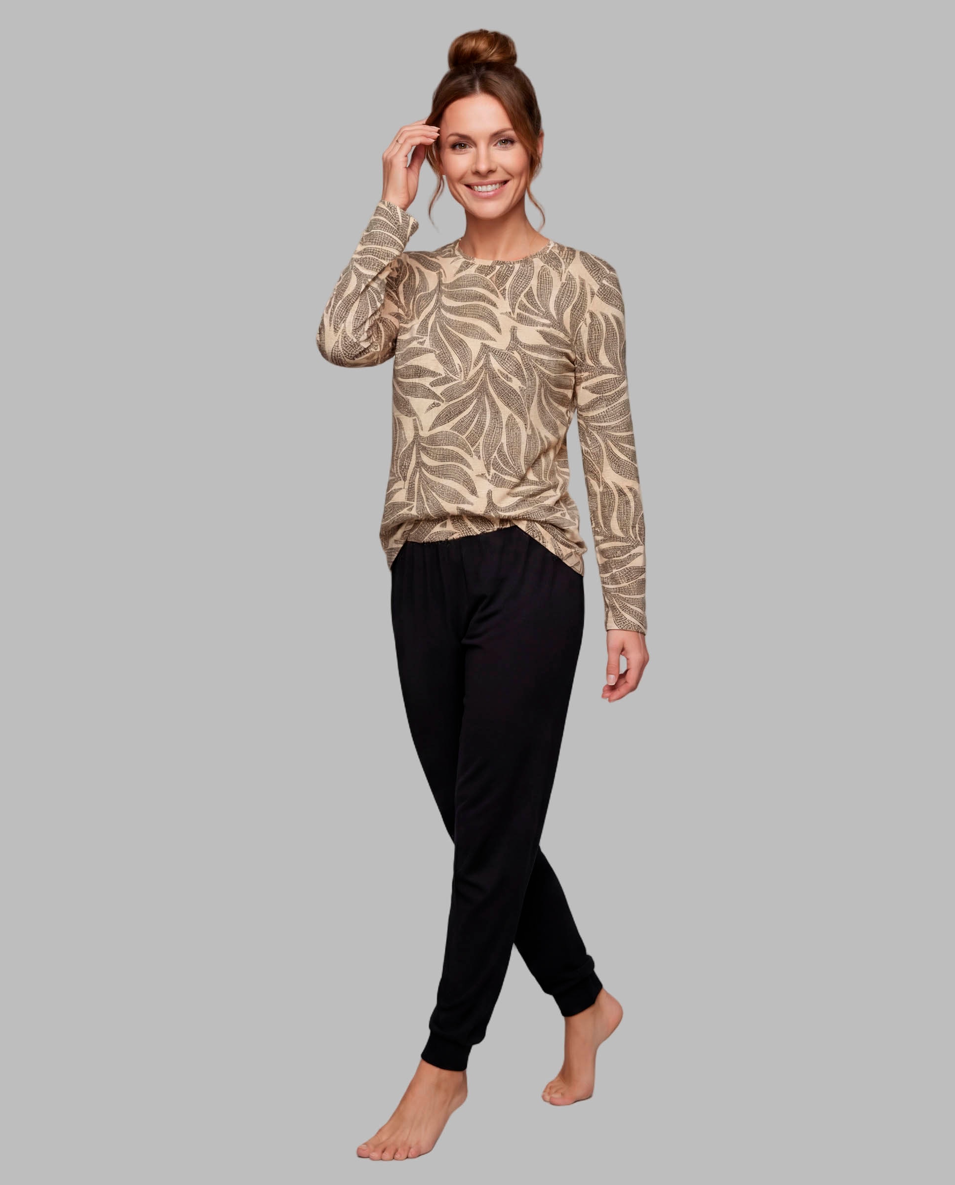 Pijama de mujer tejido punto - Egatex - Beige Beige-1