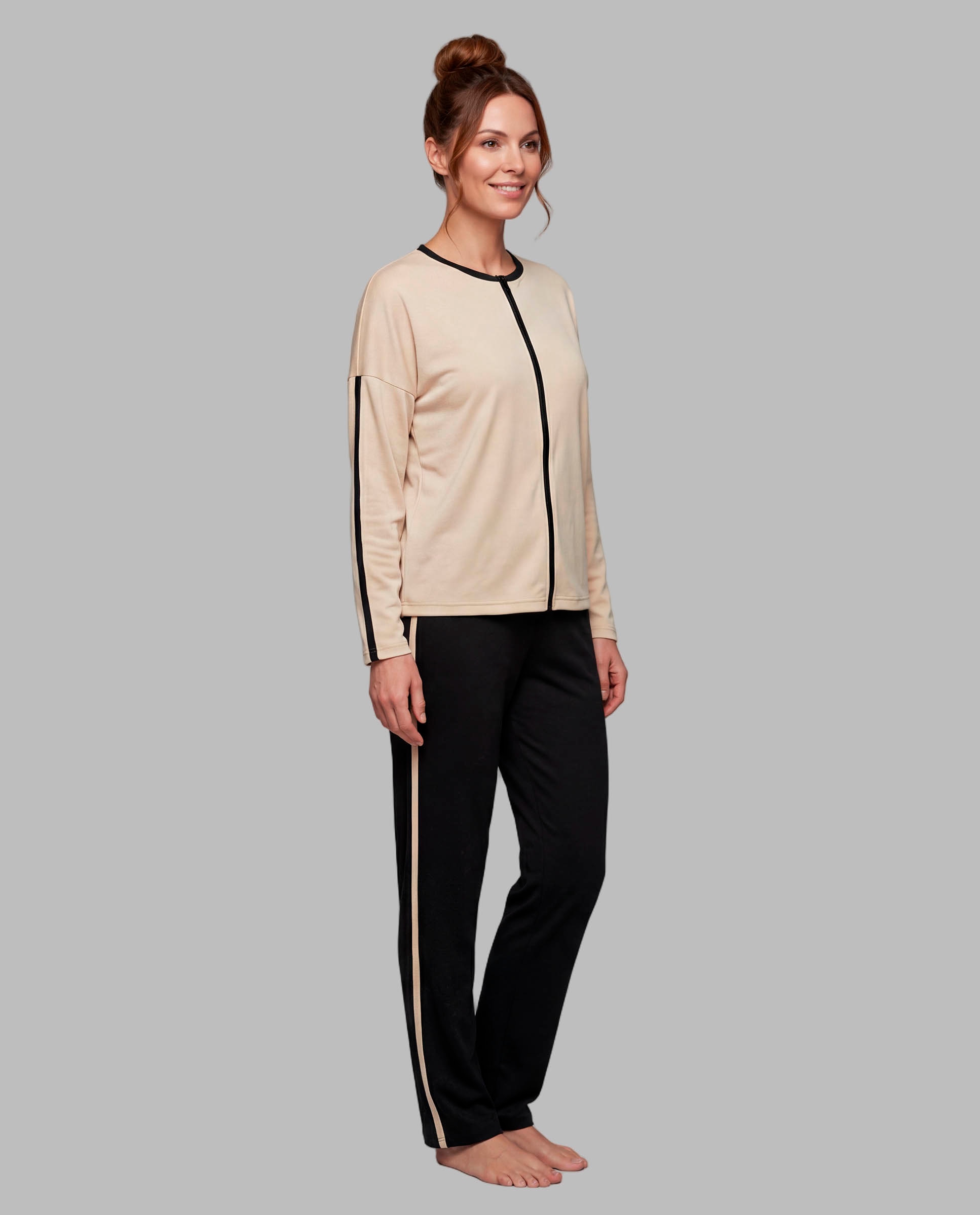 Pijama de mujer punto combinado - Egatex - Beige Beige-1