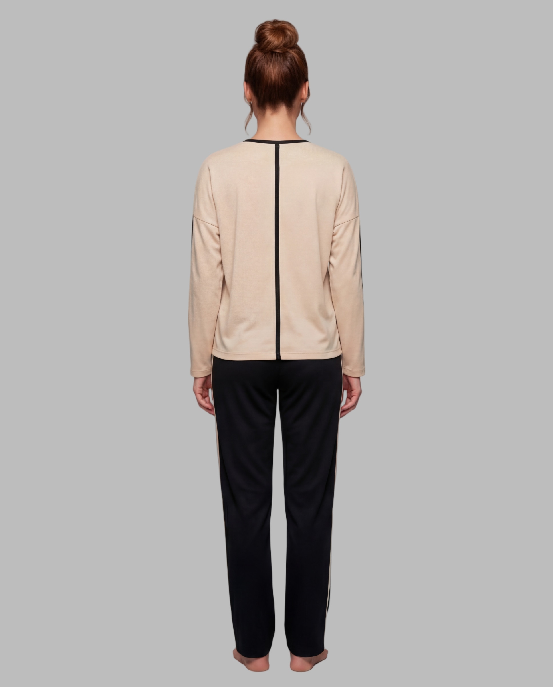 Pijama de mujer punto combinado - Egatex - Beige Beige-2