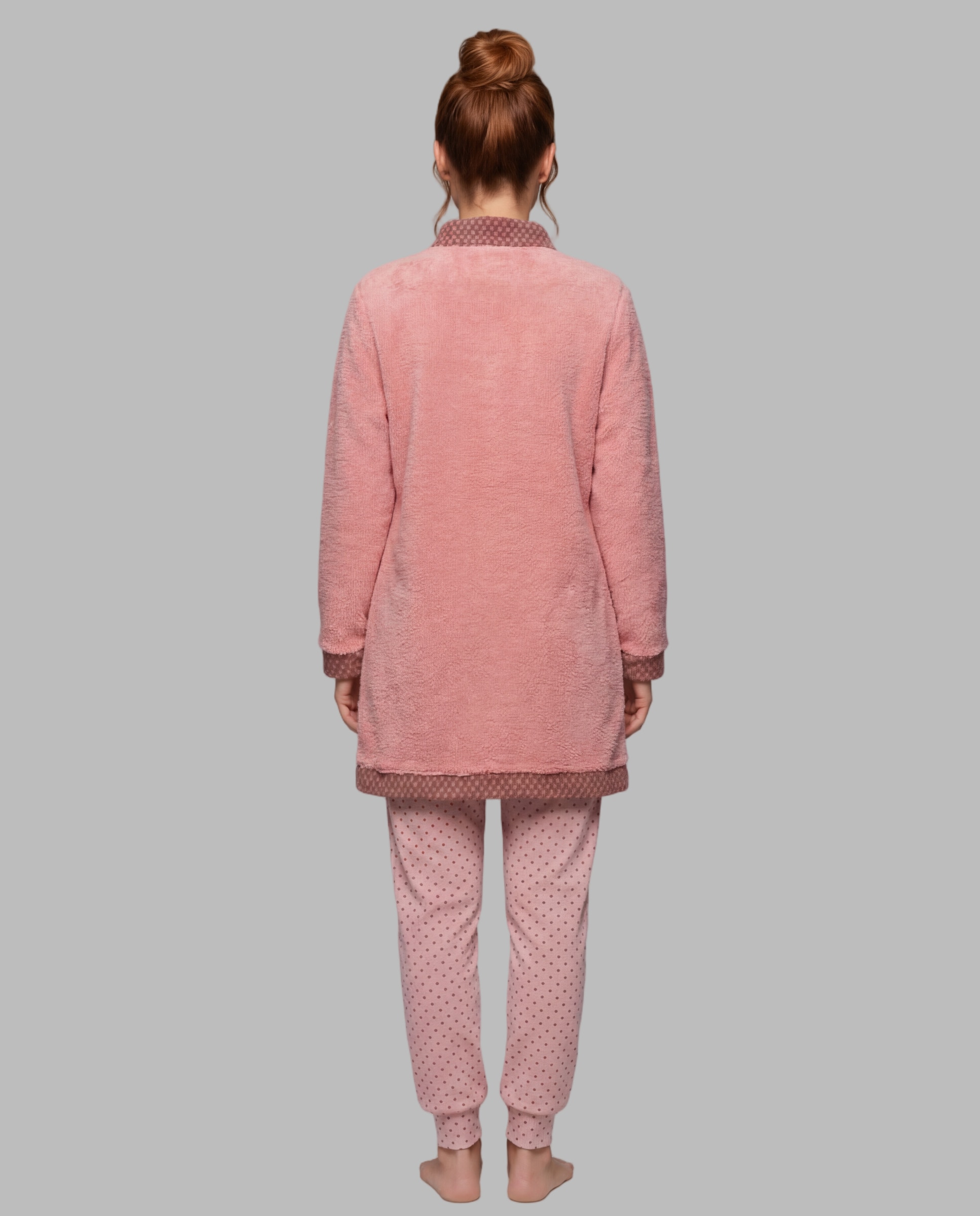 Bata mujer borreguito jacquard - Egatex - Rosa Rosa-2