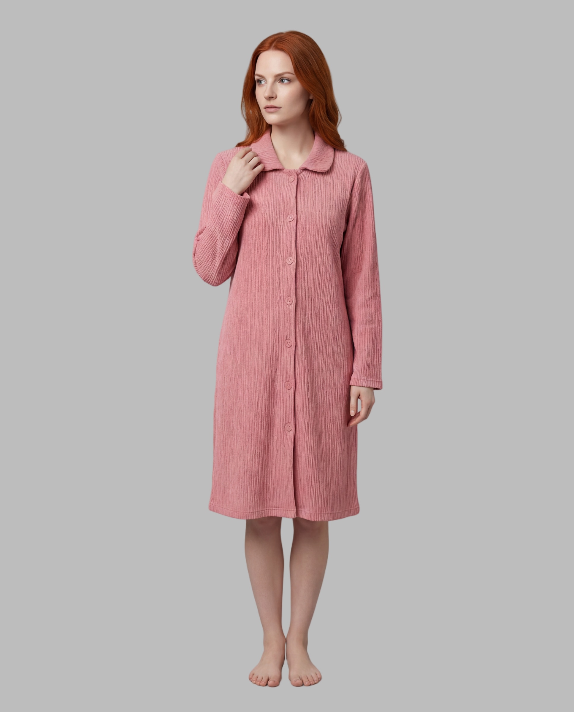 Bata mujer tejido chenilla - Señoretta - Rosa Rosa-1