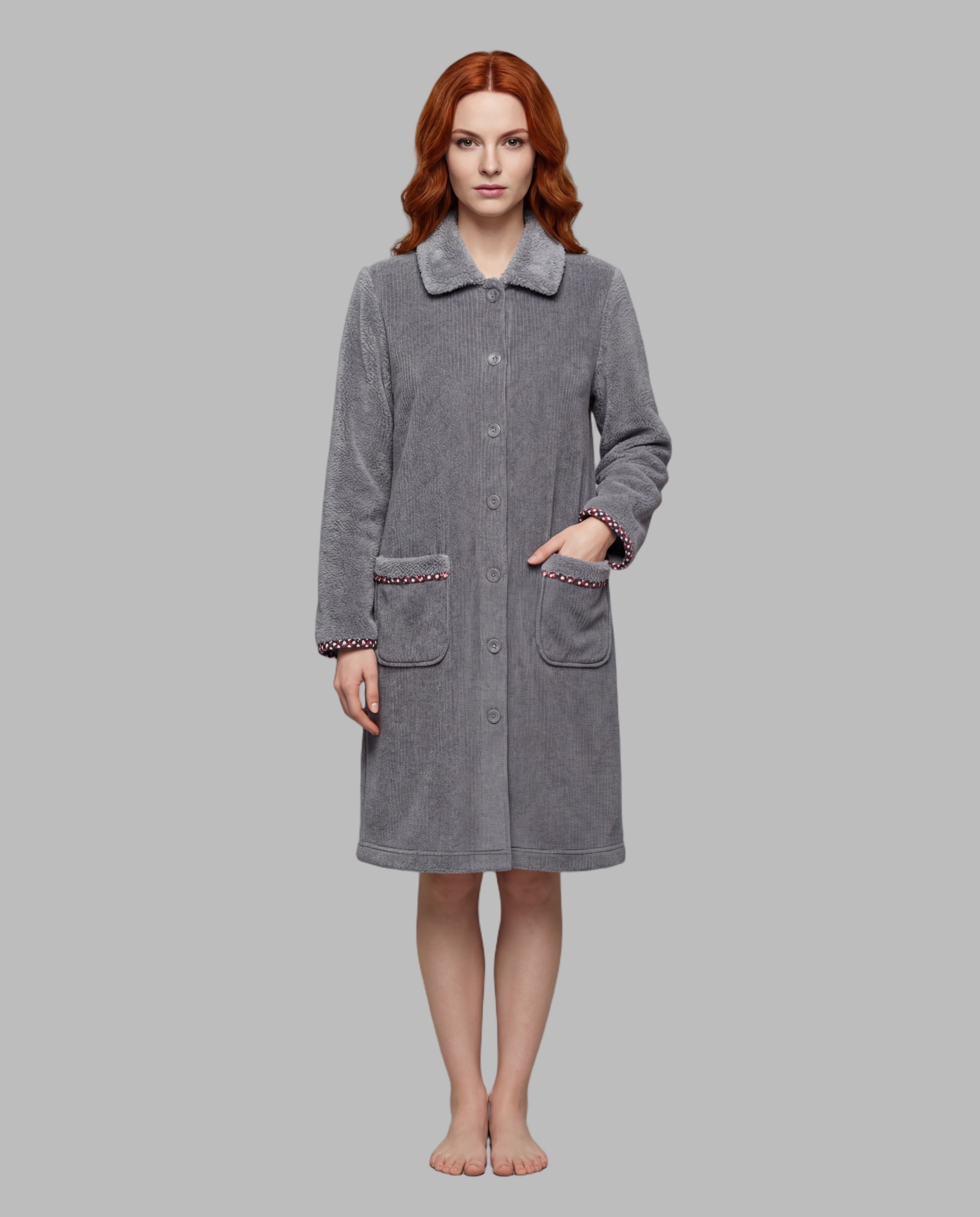 Bata mujer tejido borreguito - Señoretta - Gris Gris-1